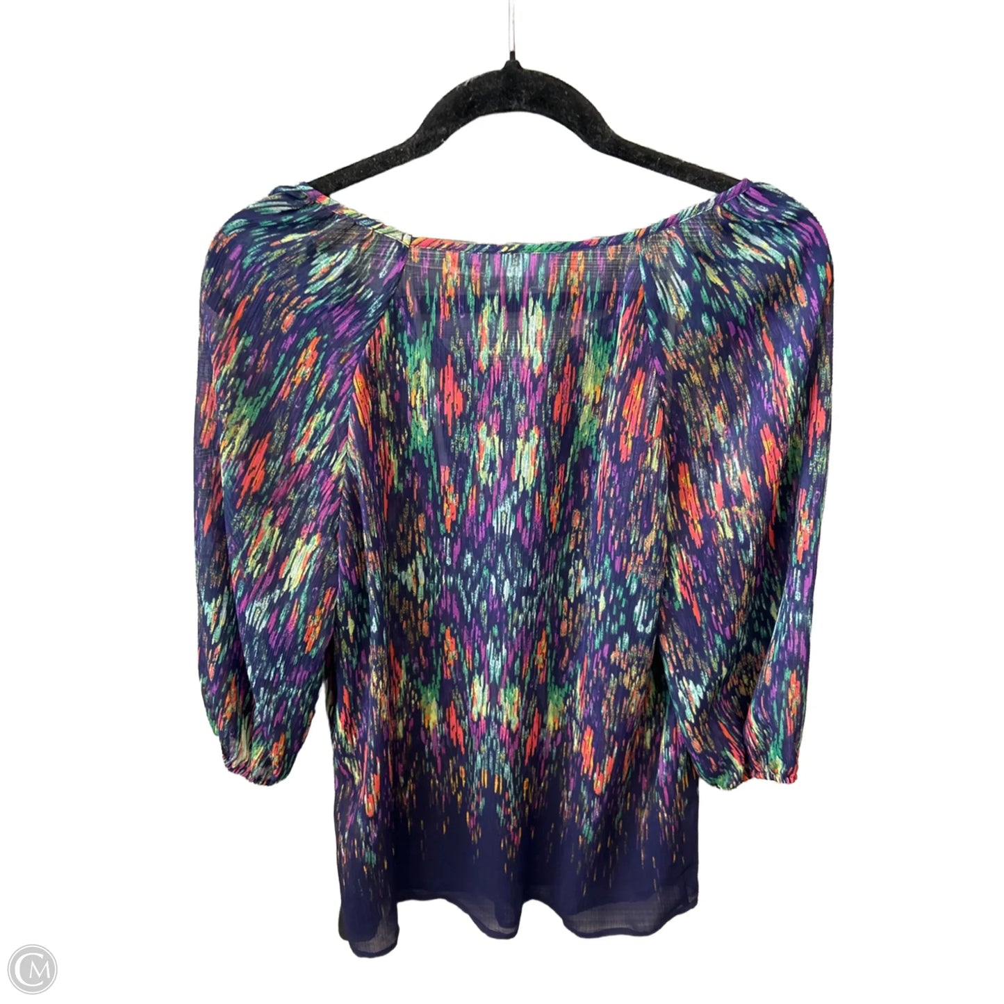 Blouse 3/4 Sleeve By Liz Claiborne In Blue & Purple, Size: S