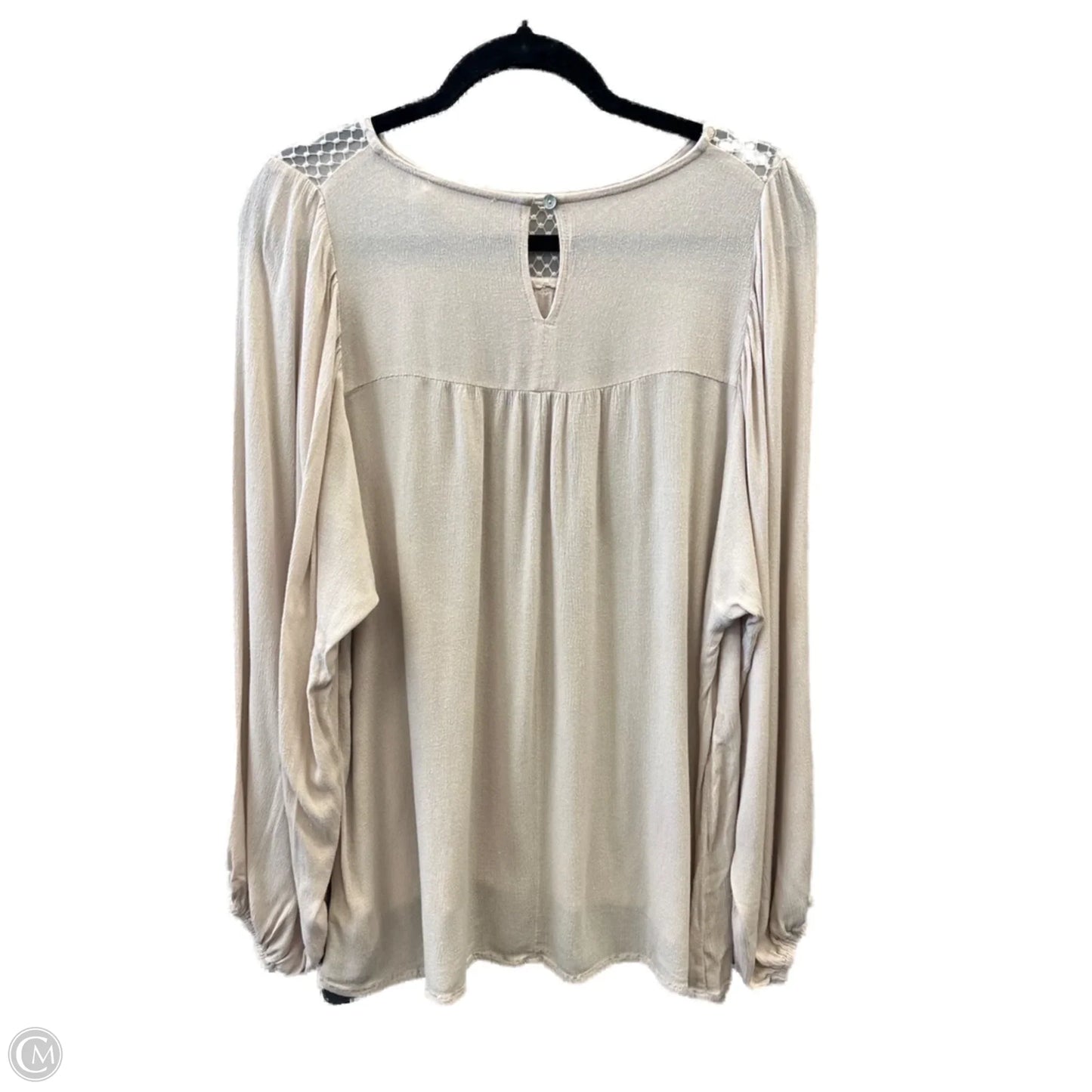 Top Long Sleeve By Easel In Cream, Size: S