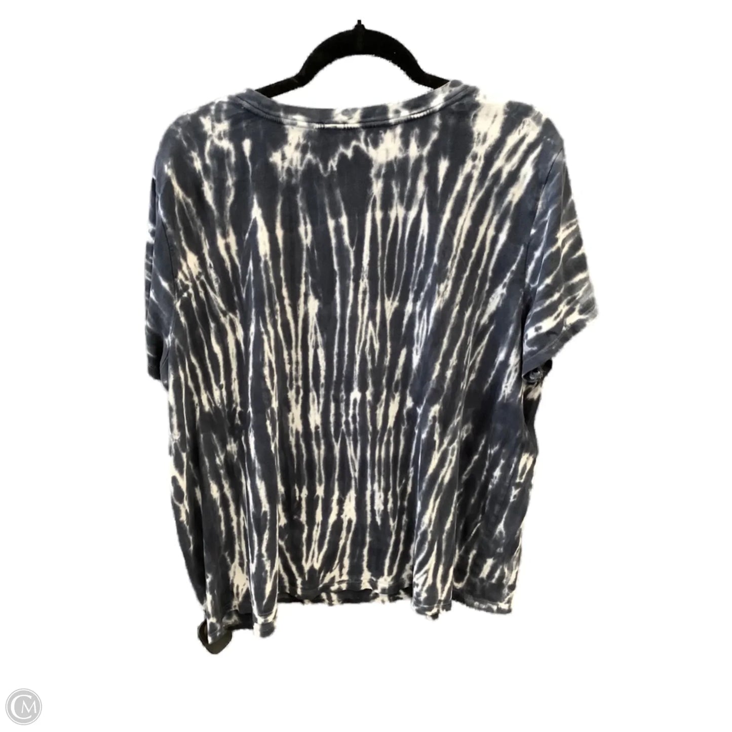 Top Short Sleeve By Simply Vera In Blue & White, Size: Xxl