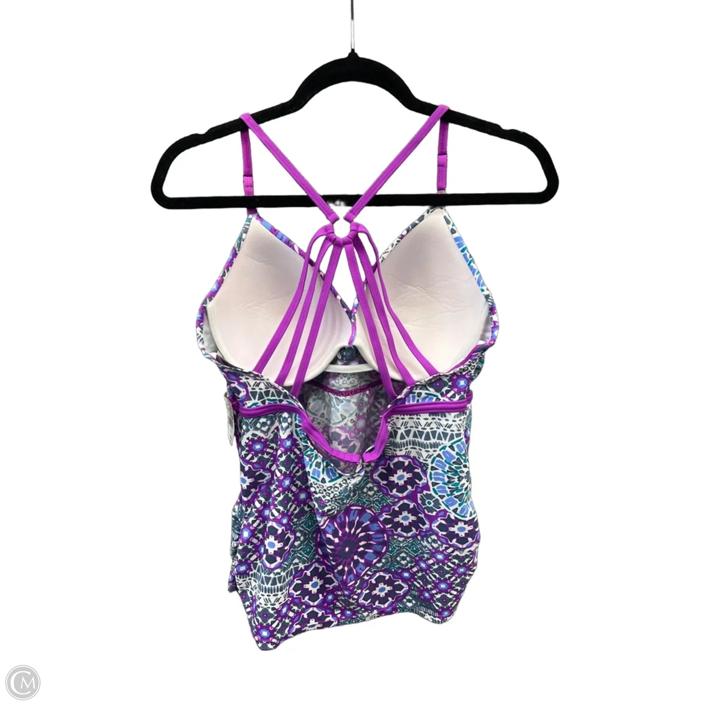 Swimsuit Top By Clothes Mentor In Grey & Purple, Size: L