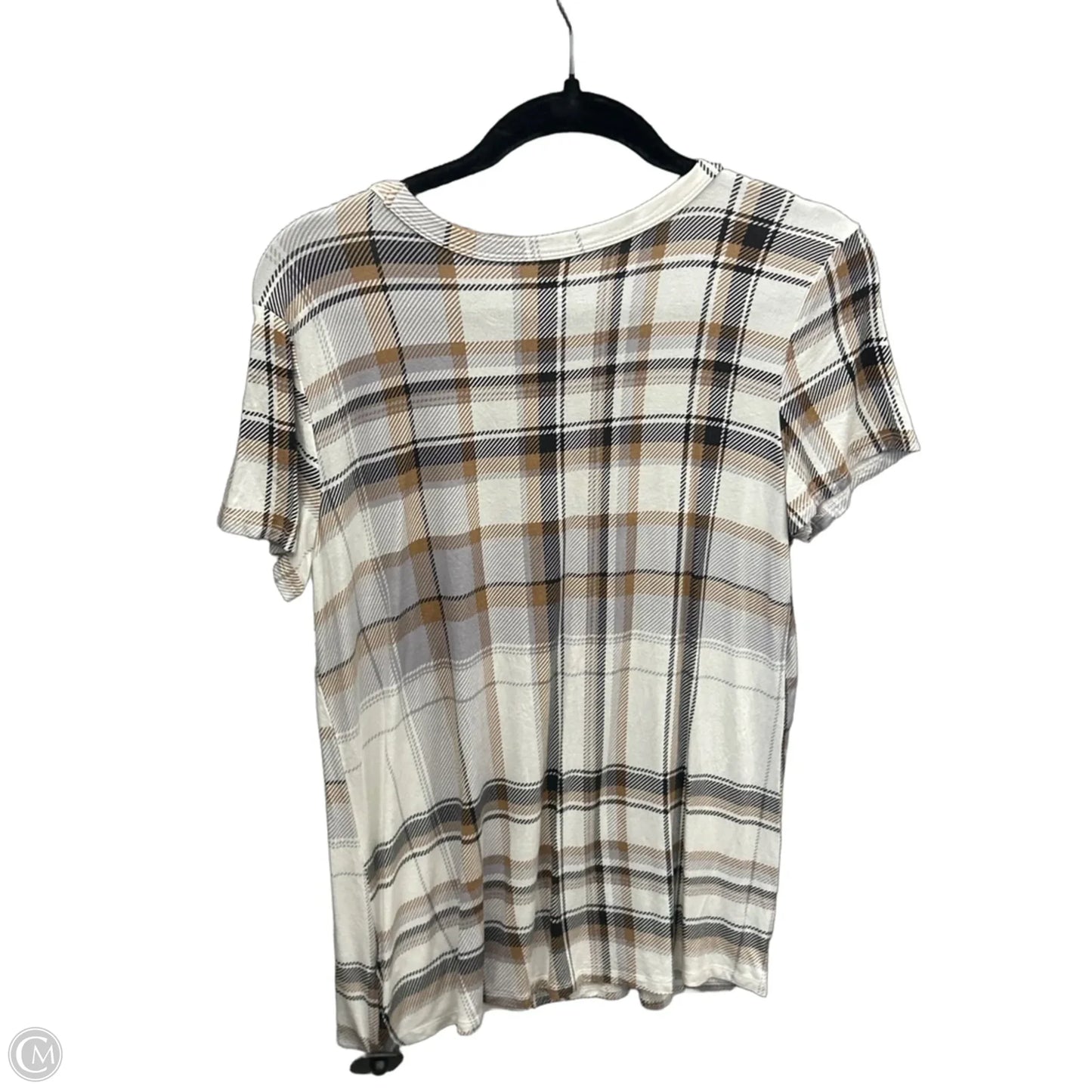 Top Short Sleeve By Maurices In Plaid Pattern, Size: M