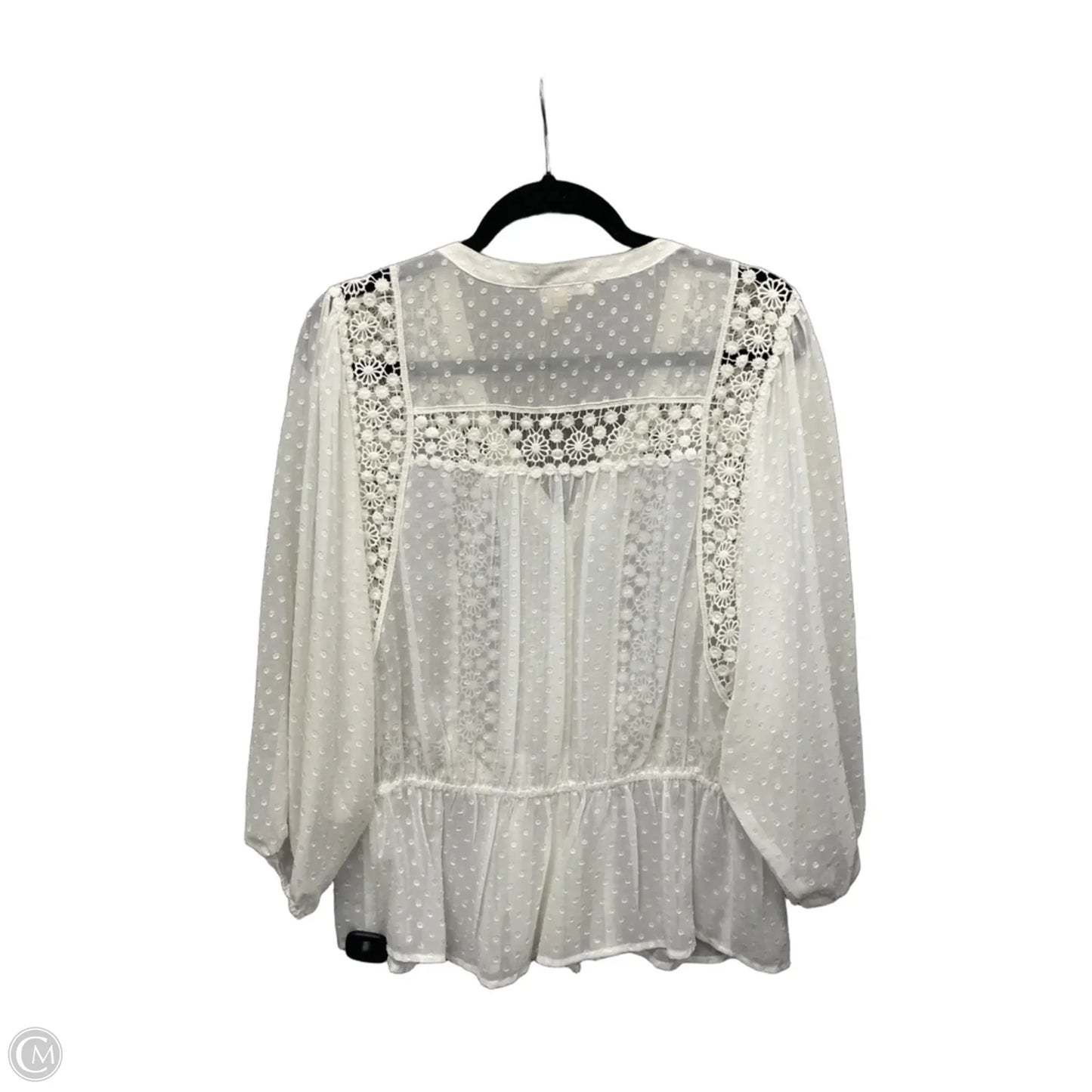 Top Long Sleeve By Meadow Rue In White, Size: M