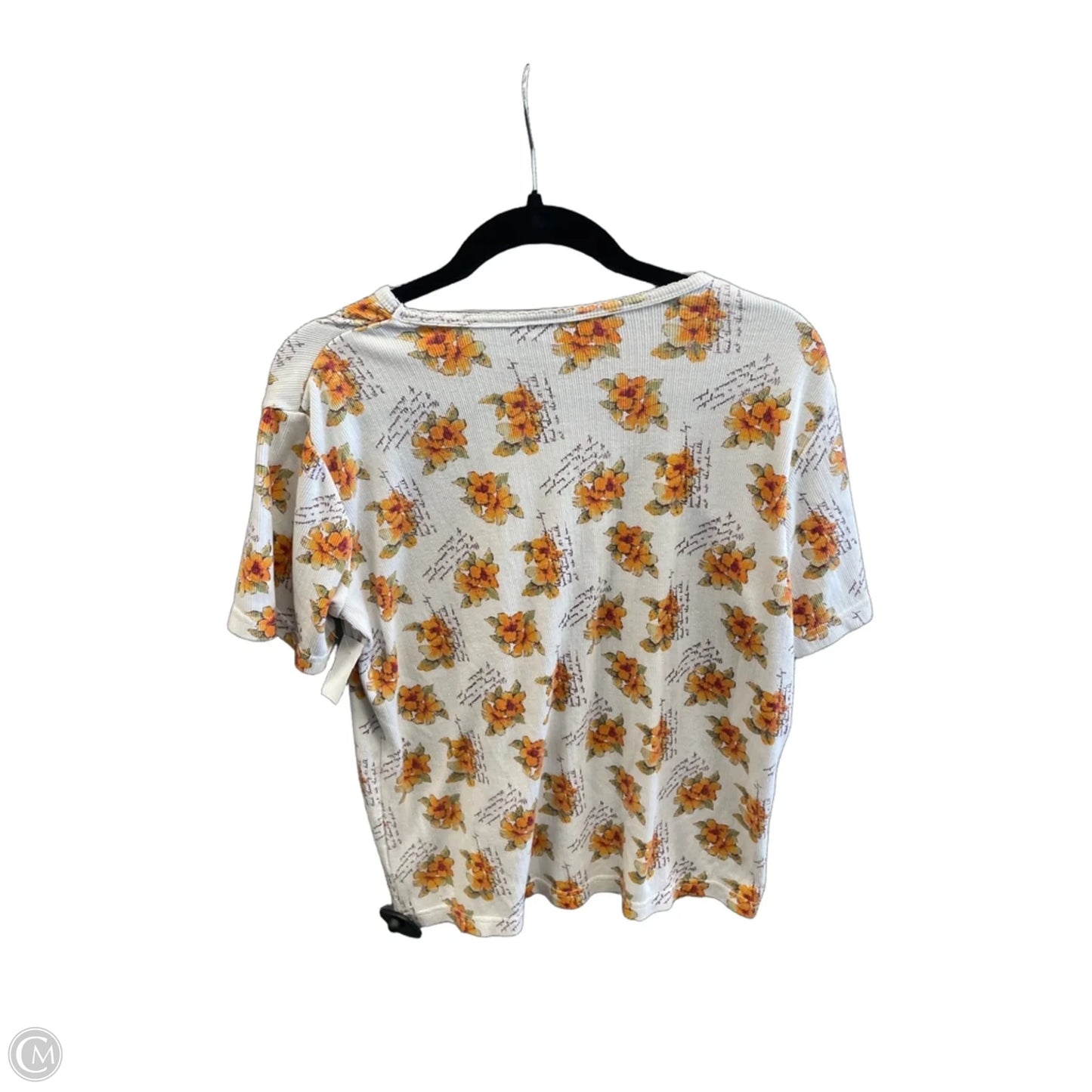 Top Short Sleeve By Cabin Creek In White & Yellow, Size: M