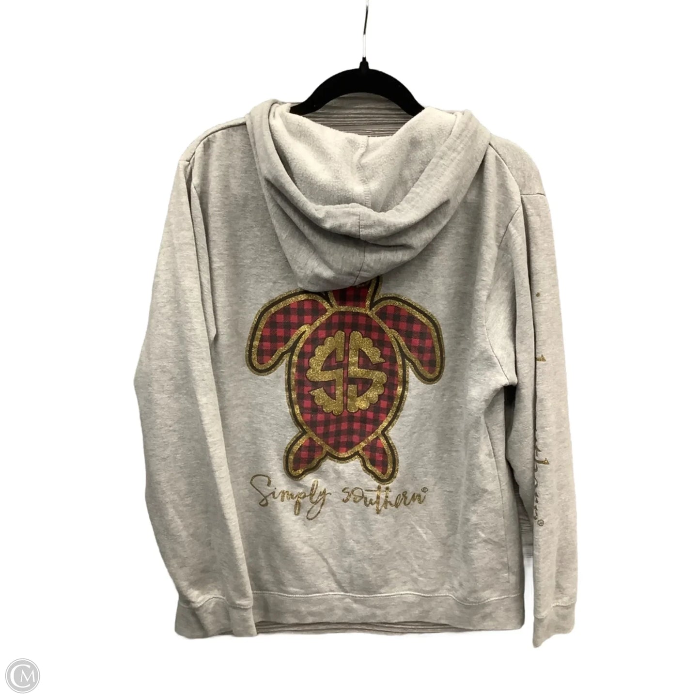 Sweatshirt Hoodie By Simply Southern In Grey, Size: L