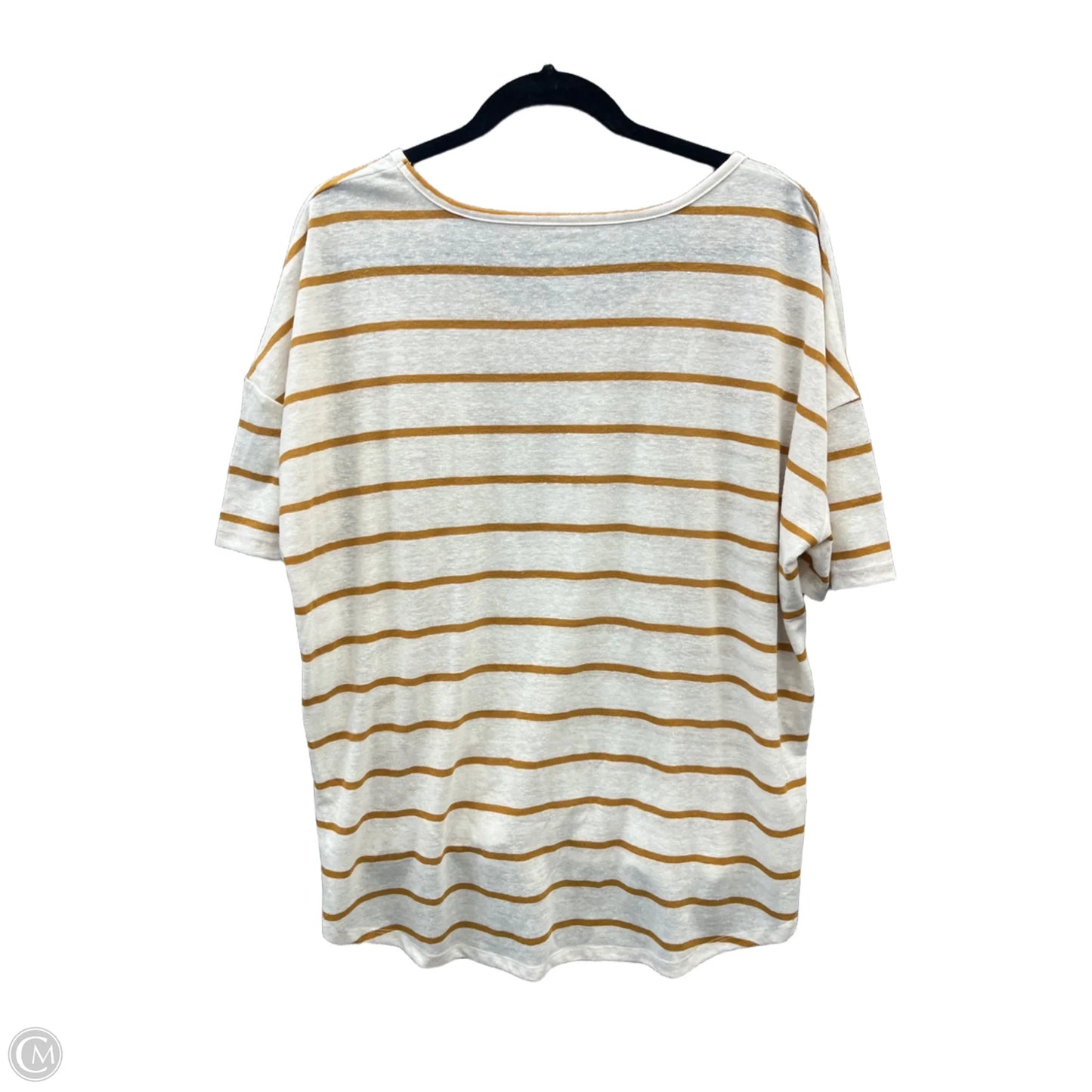 Top Short Sleeve By Sonoma In White & Yellow, Size: L