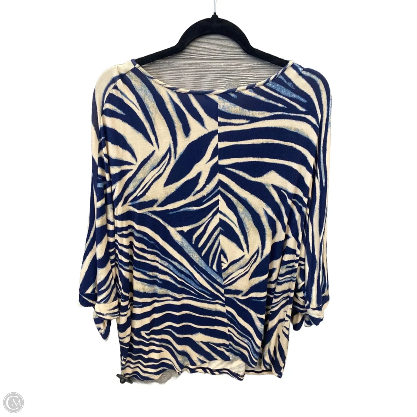 Top Long Sleeve By Chaps In Blue & Cream, Size: 2x