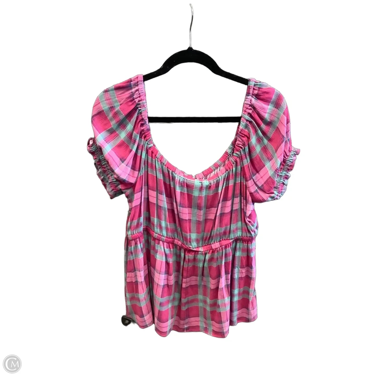 Top Short Sleeve By Torrid In Plaid Pattern, Size: L
