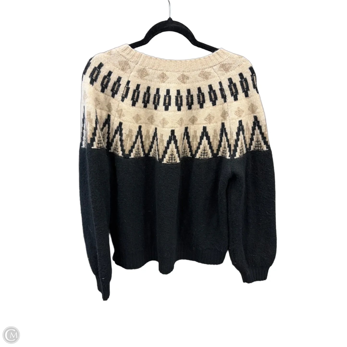 Sweater By Lucky Brand In Black & Tan, Size: L
