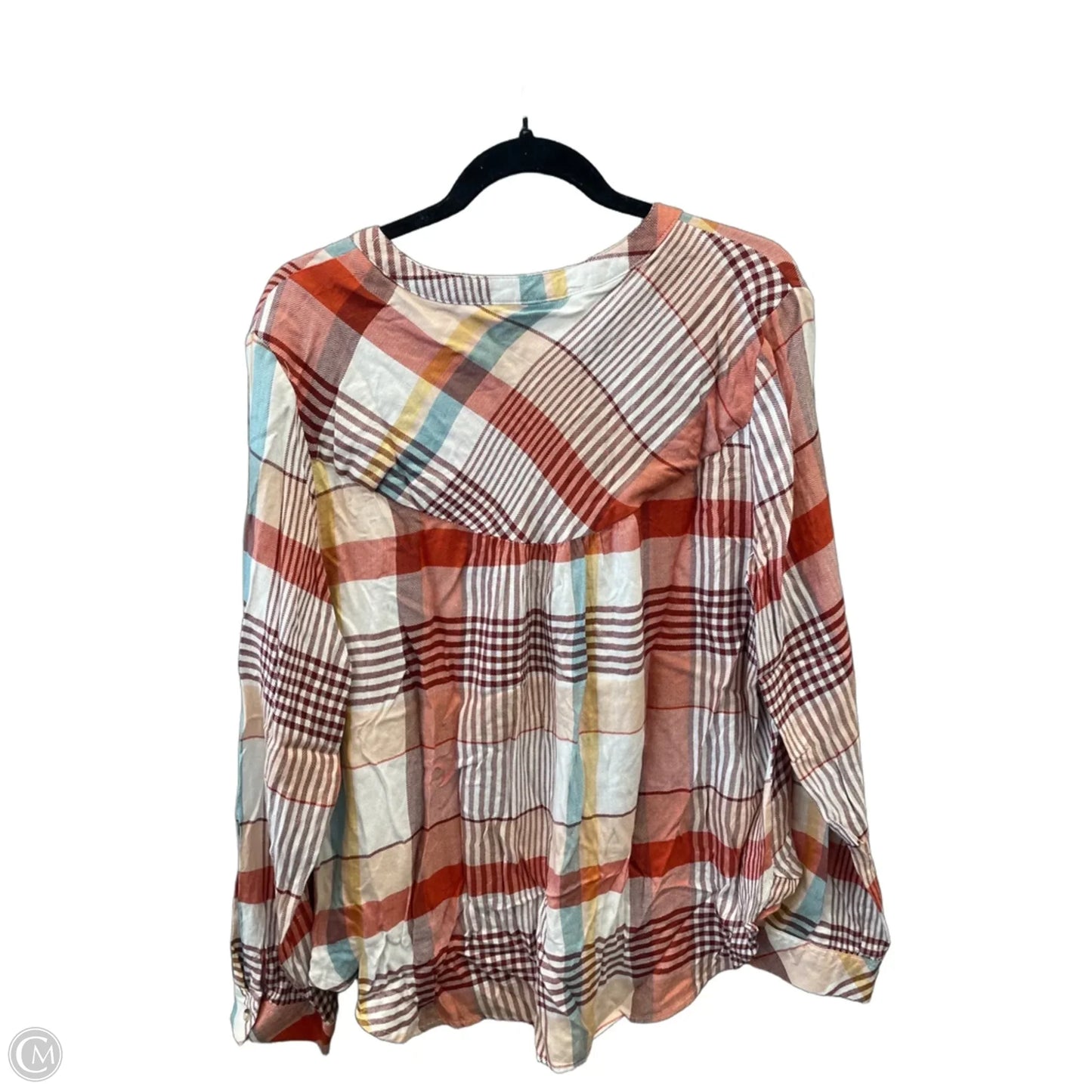 Tunic Long Sleeve By Cato In Plaid Pattern, Size: Xl