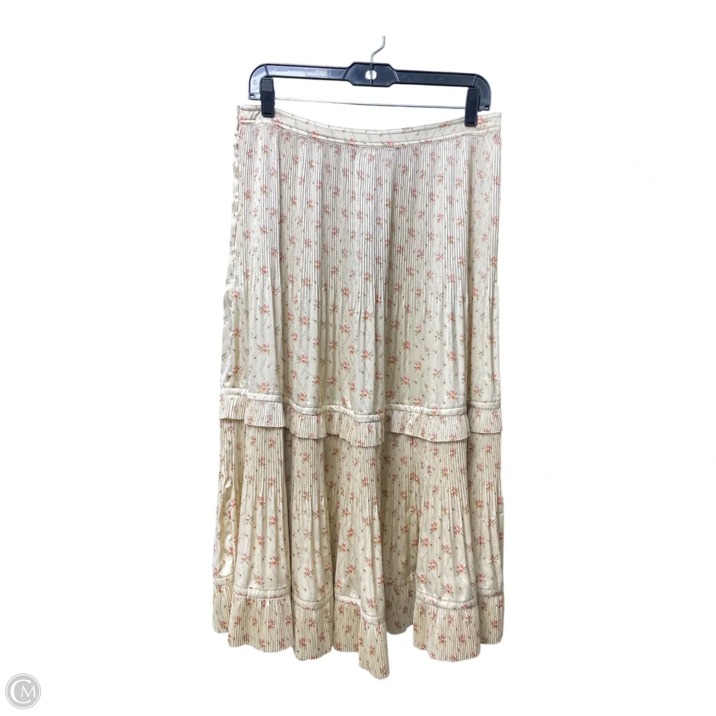 Skirt Midi By Polo Ralph Lauren In Cream & Orange, Size: 10