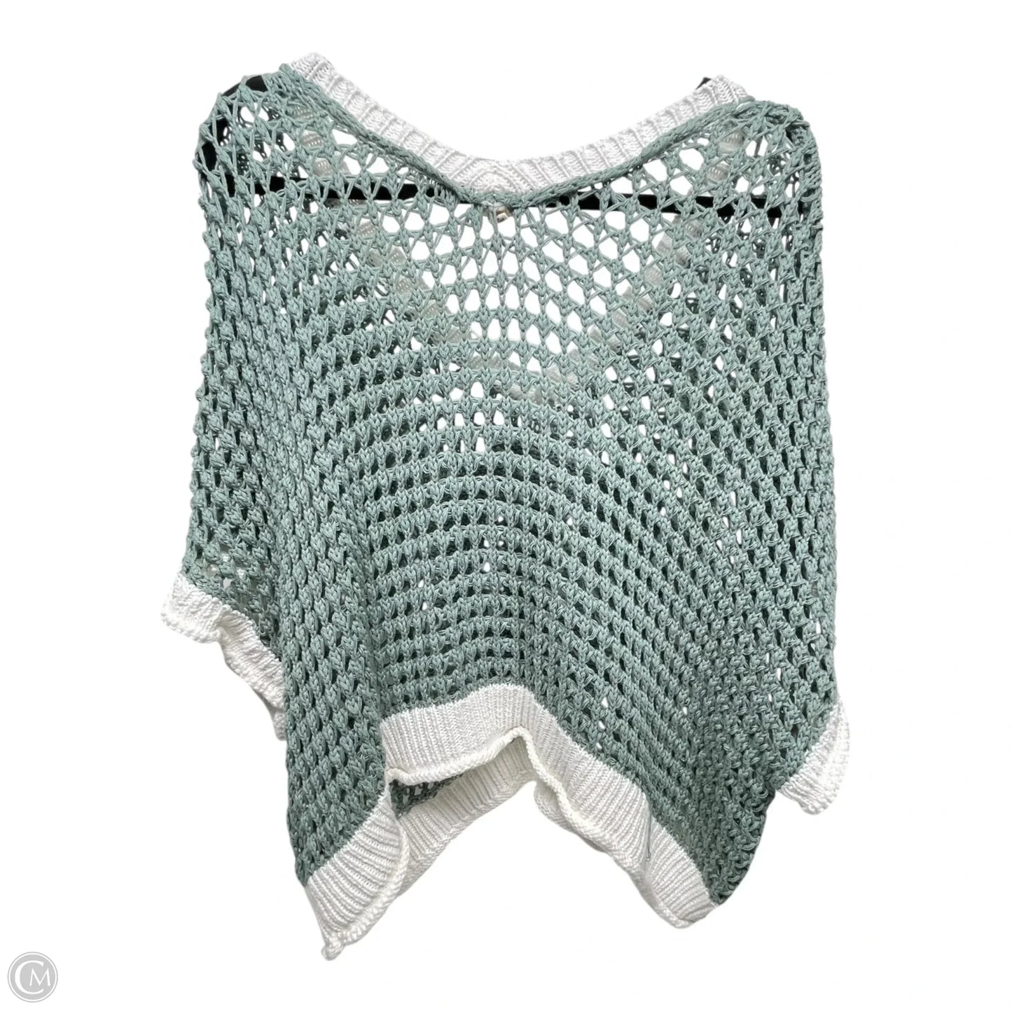 Sweater Short Sleeve By Pol In Green & White, Size: S