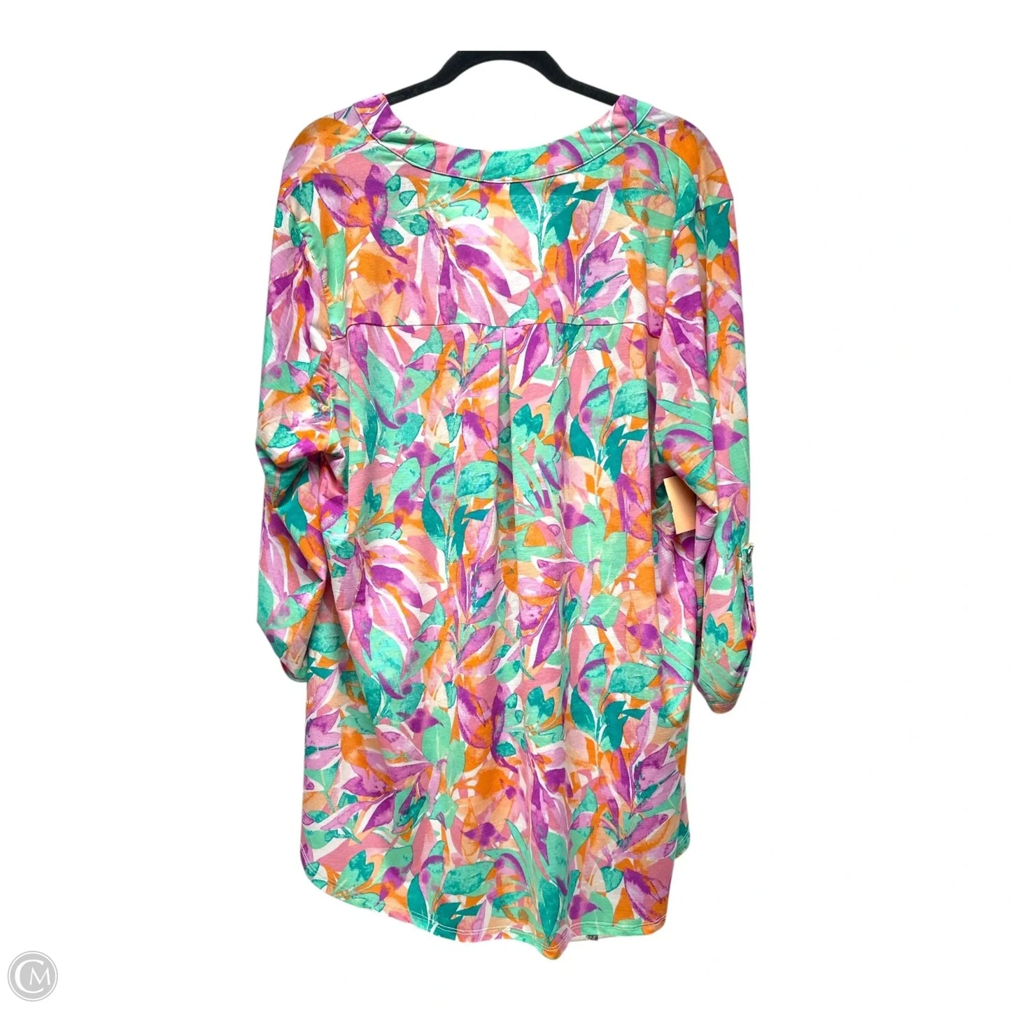 Top 3/4 Sleeve By Dear Scarlett In Green & Orange, Size: 2x