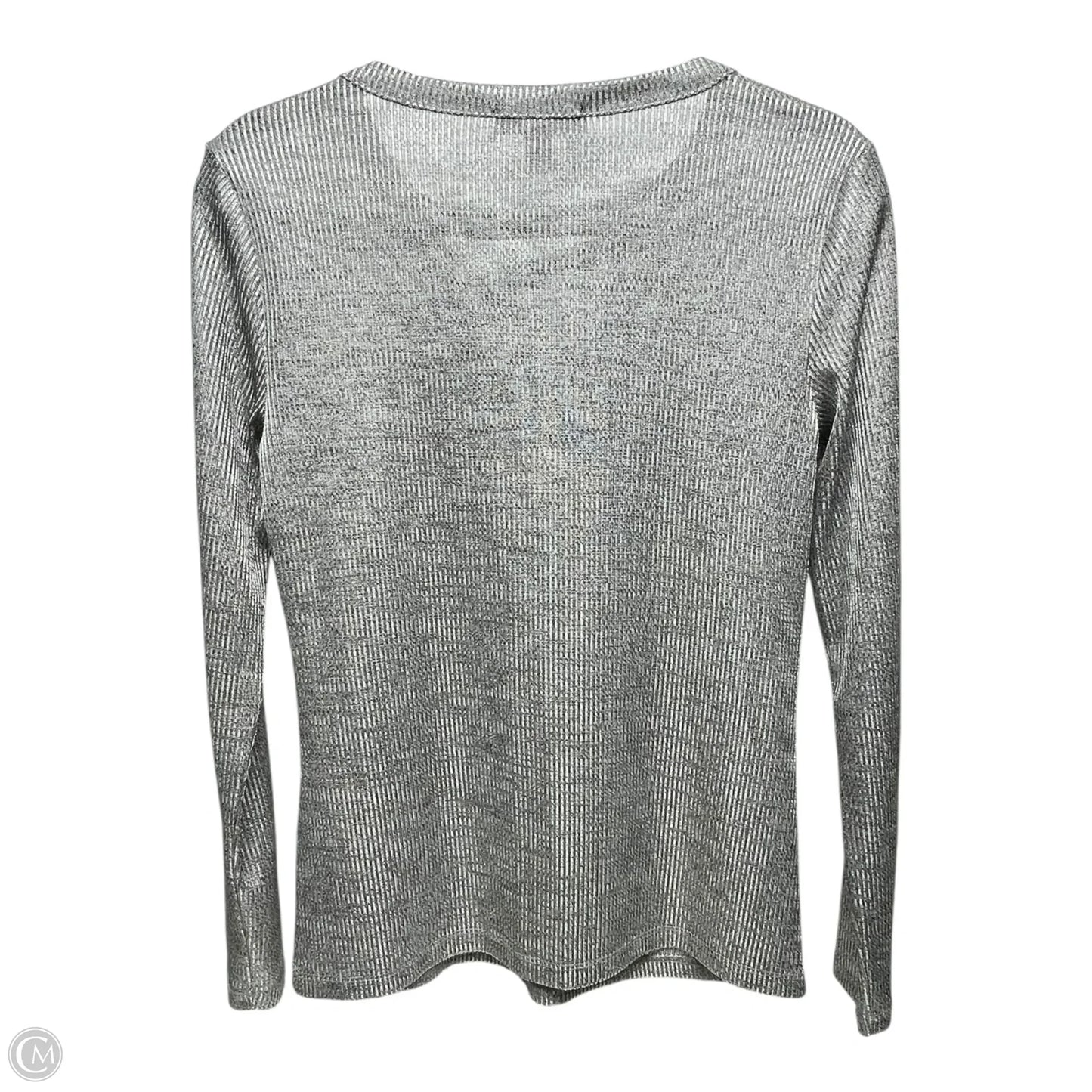 Top Long Sleeve By Inc In Silver, Size: S