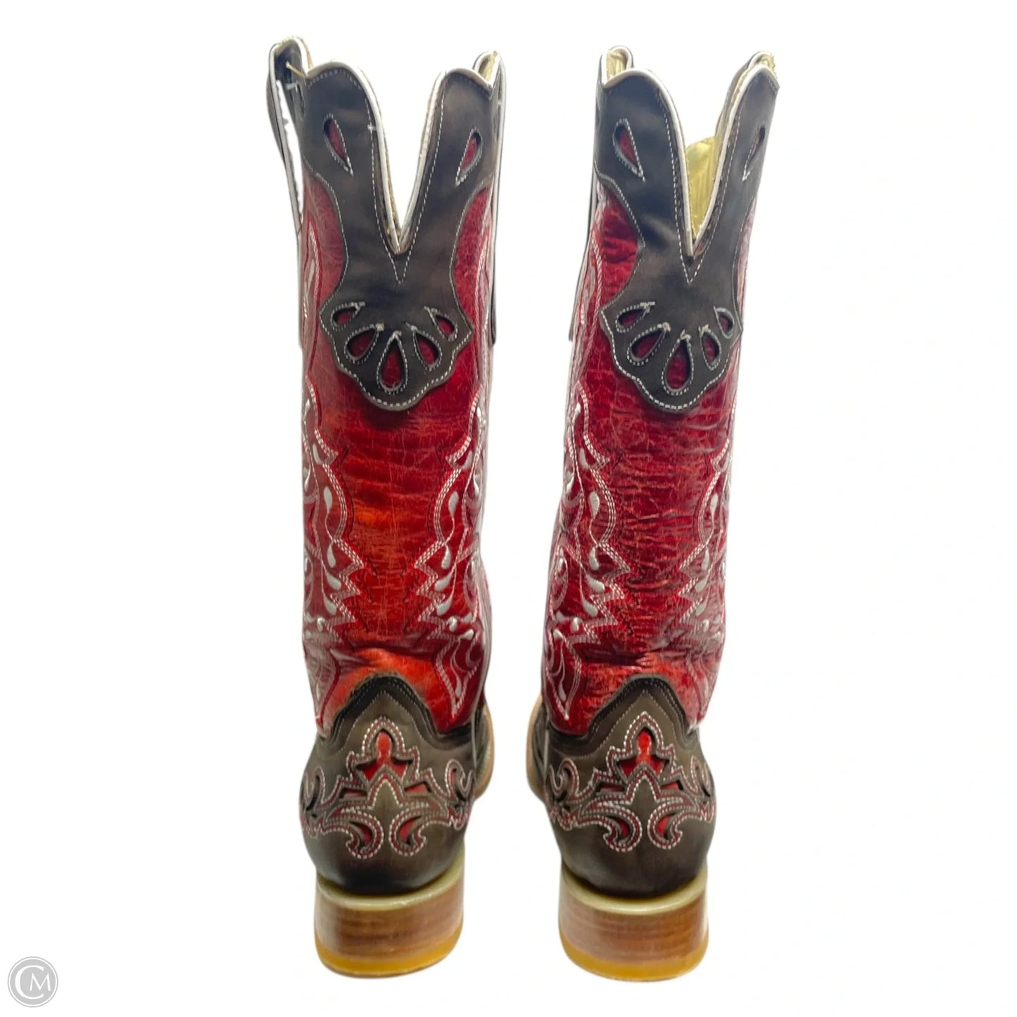 Boots Western By ROCKIN LEATHER - In Brown & Red, Size: 9