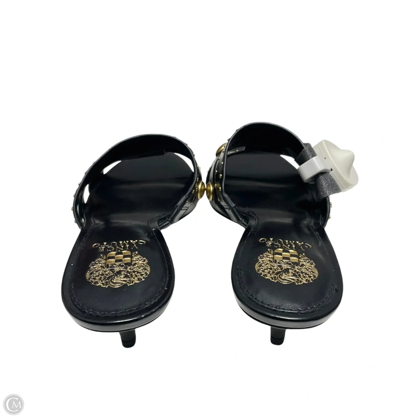 Sandals Heels Kitten By Vince Camuto In Black & Gold, Size: 7