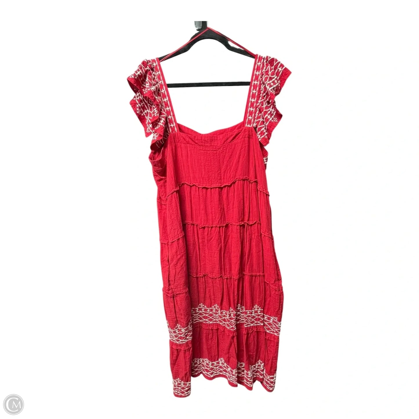 Dress Casual Midi By Knox Rose In Red & White, Size: Xxl