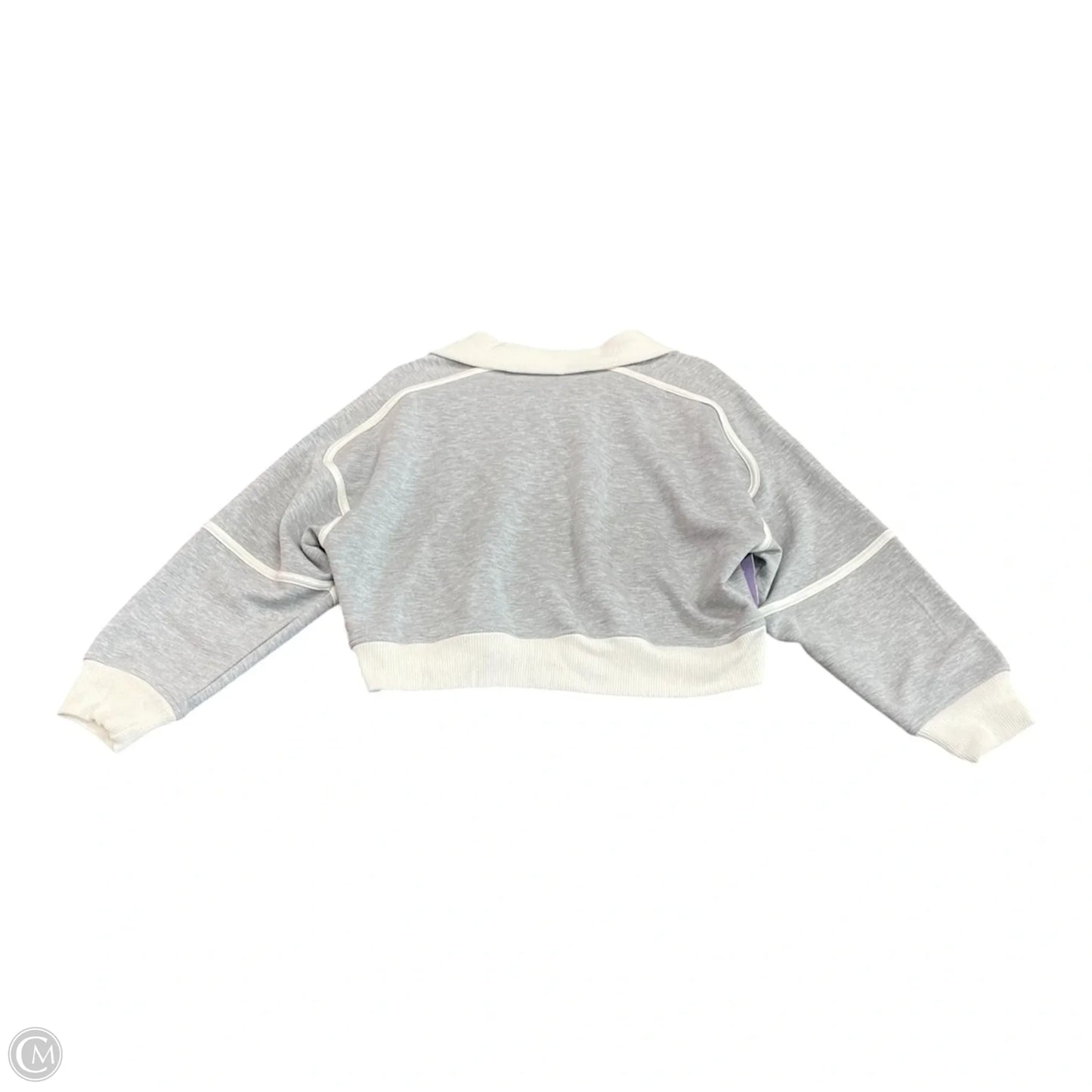 Sweatshirt Collar By Simply Southern In Grey & White, Size: M