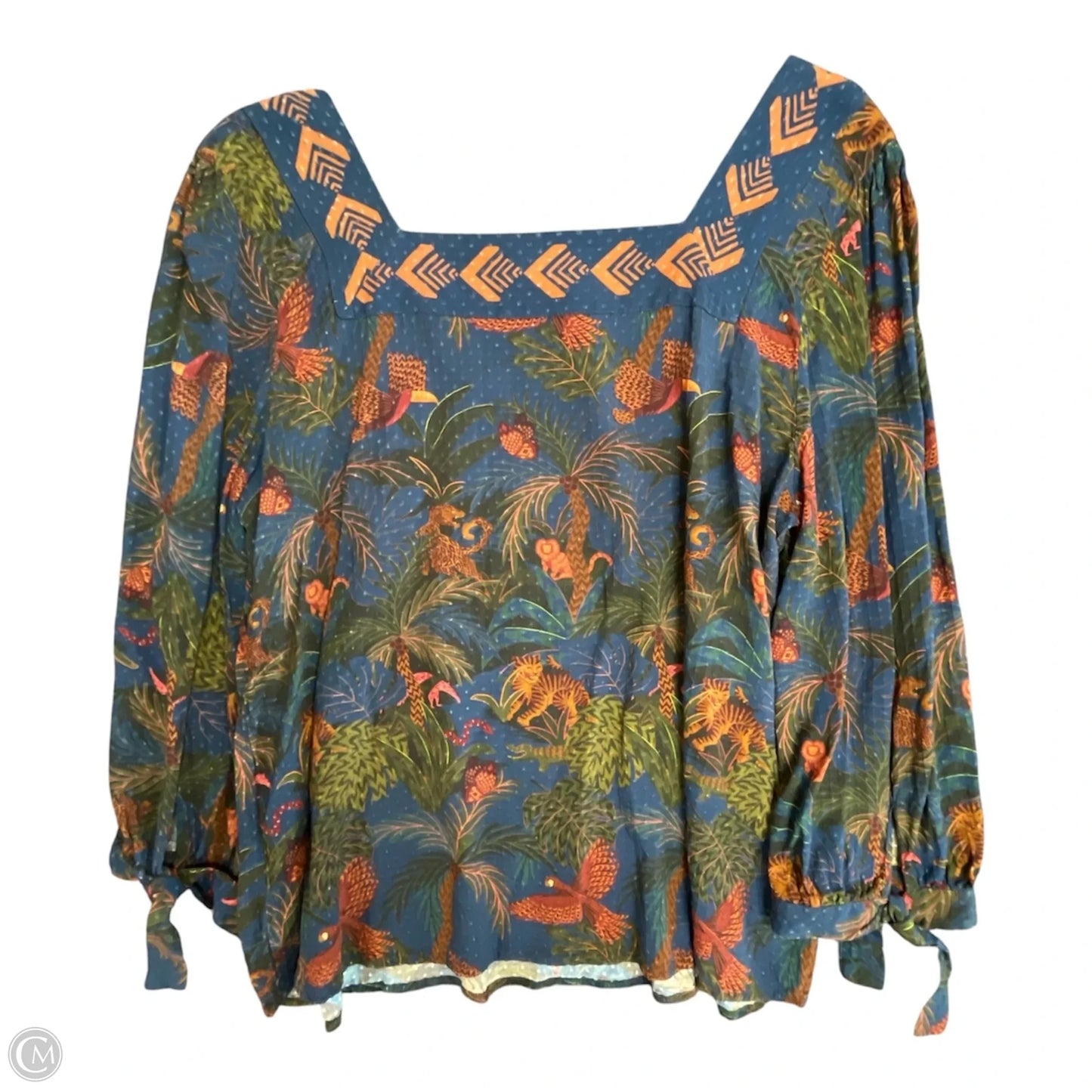 Blouse Designer By Farm Rio In Tropical Print, Size: Xl