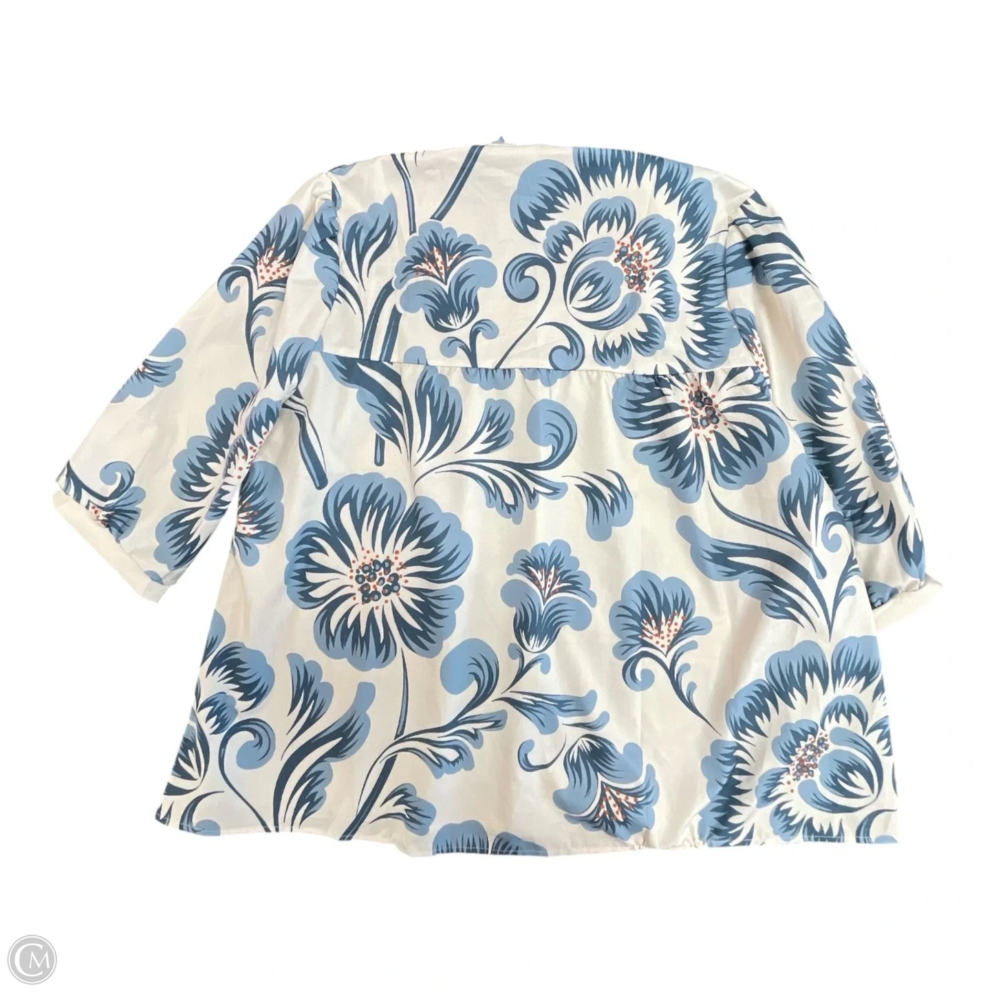 Top 3/4 Sleeve By cherybetty In Blue & Cream, Size: Xl
