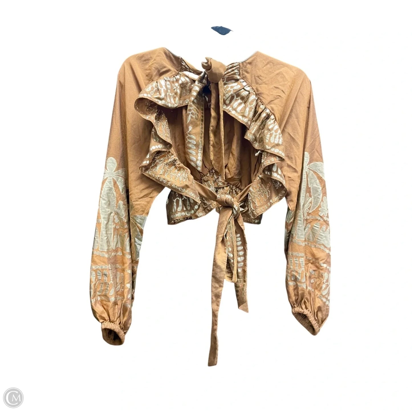 Top Long Sleeve By LACE In Brown & Gold, Size: S