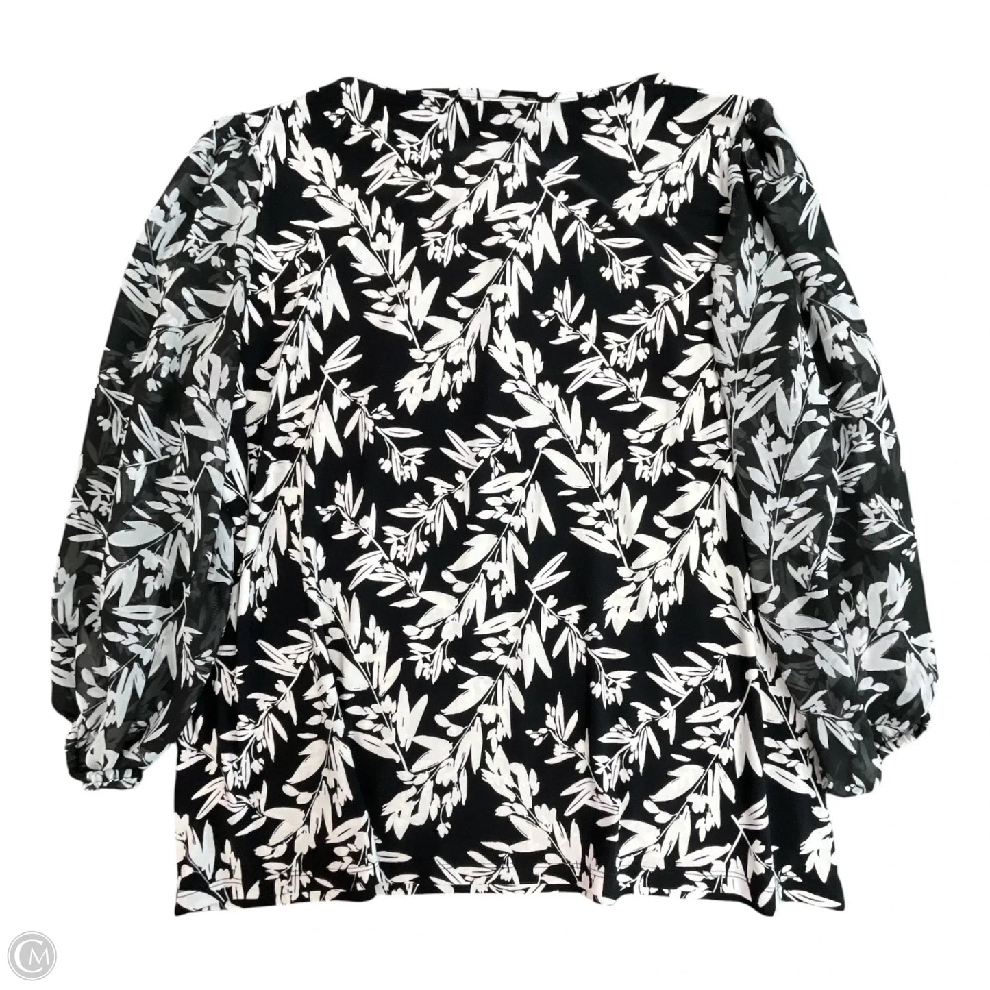 Top Long Sleeve By Kasper In Black & White, Size: Xl