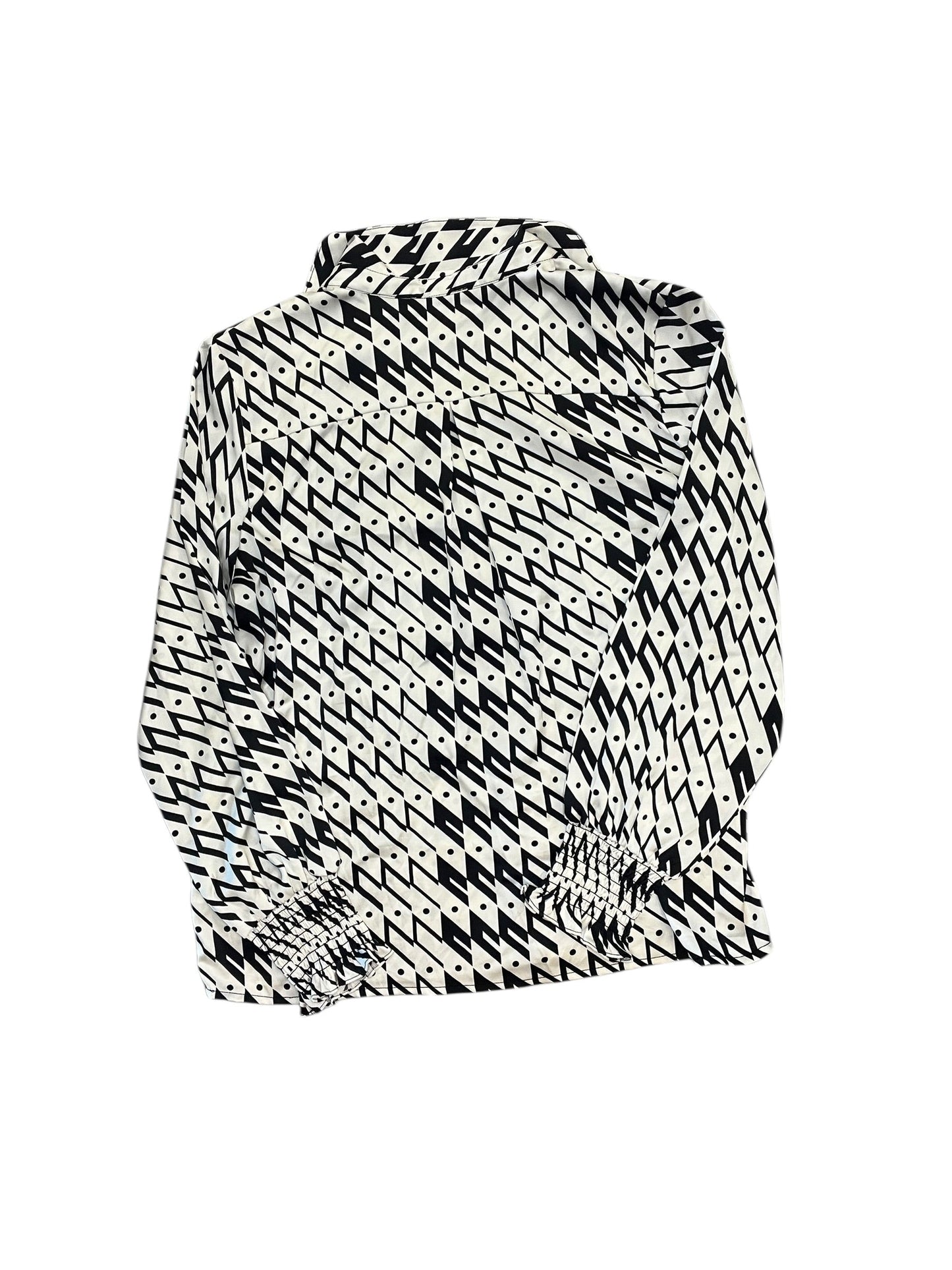 Blouse Ls By Maison Damelie In Black & Cream, Size:L
