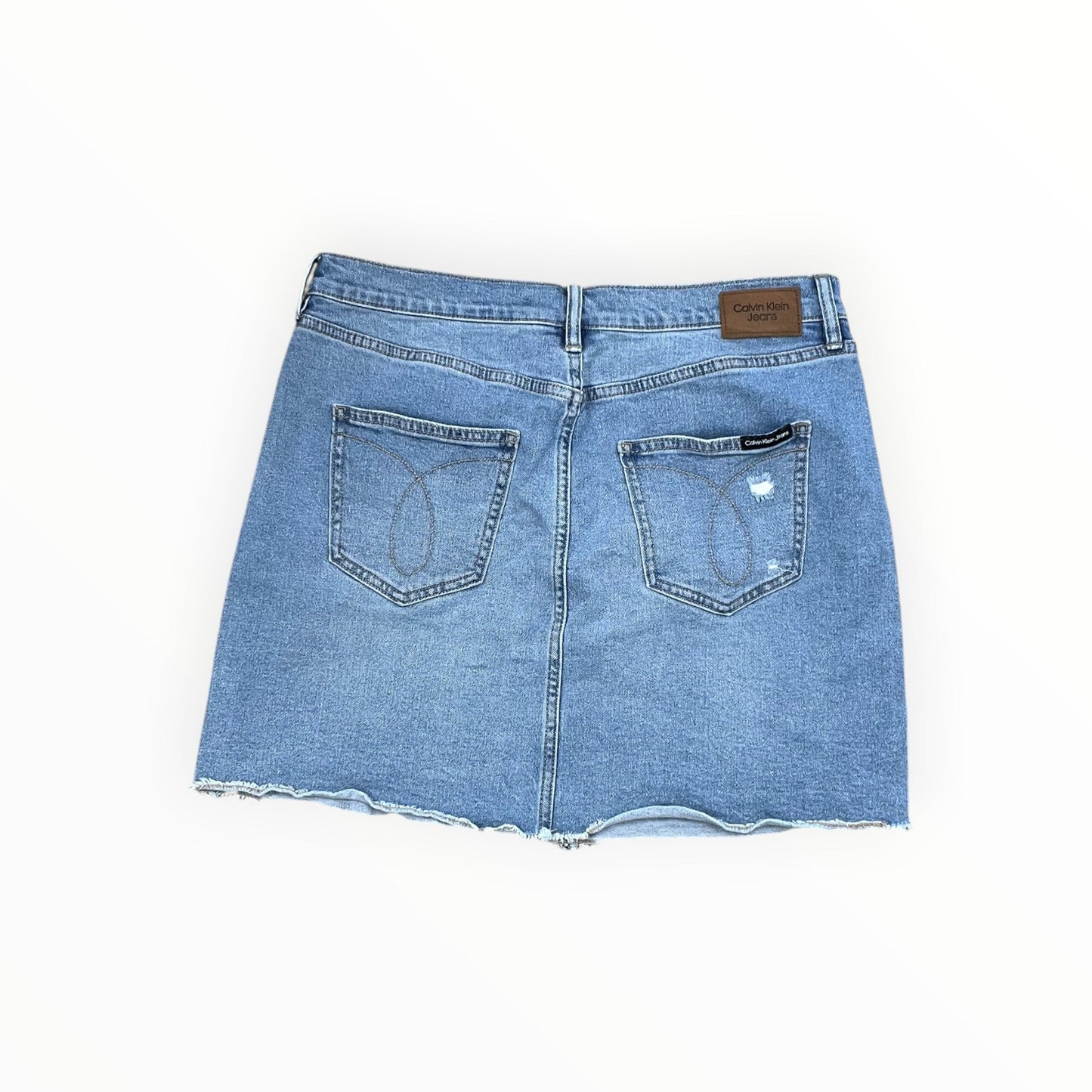 Skirt Mini & Short By Calvin Klein In Blue Denim, Size:8