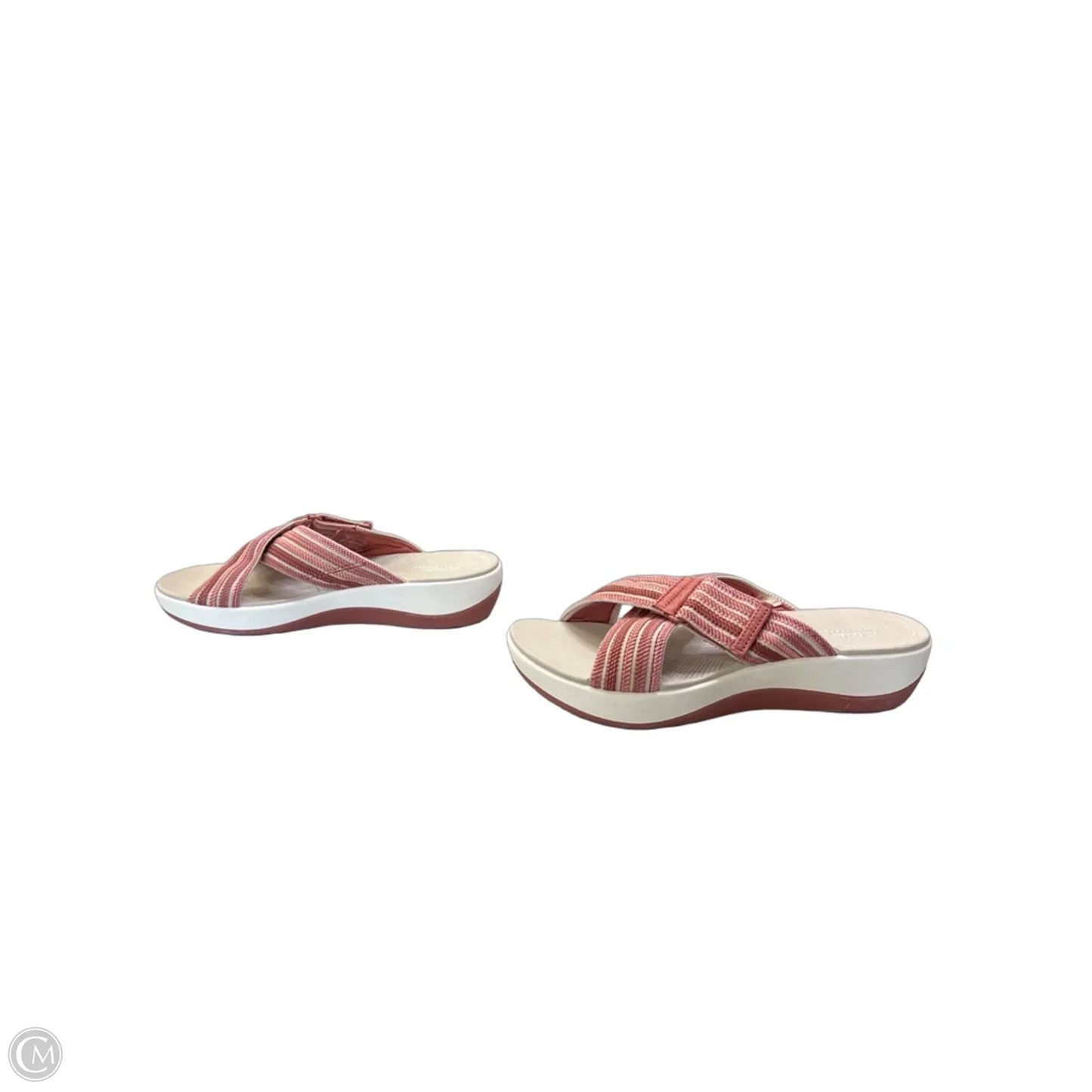 Sandals Flats By Clarks In Grey & Pink, Size: 10