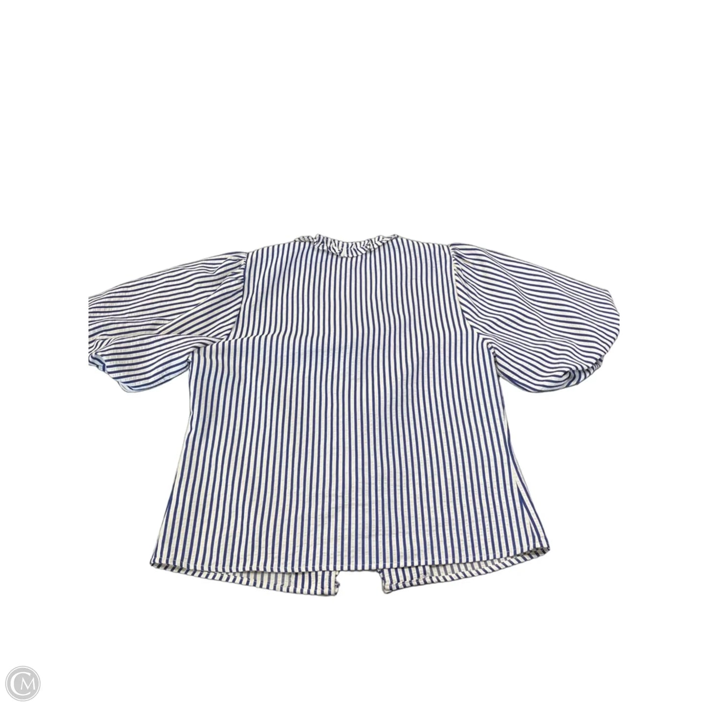 Blouse Short Sleeve By She + Sky In Striped Pattern, Size: M
