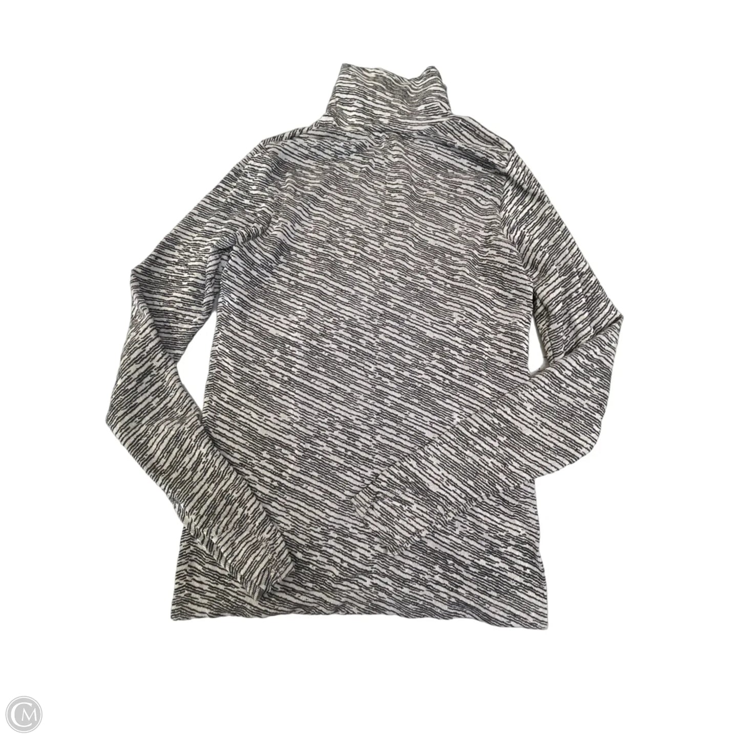 Athletic Top Long Sleeve Collar By Athleta In Black & White, Size: S