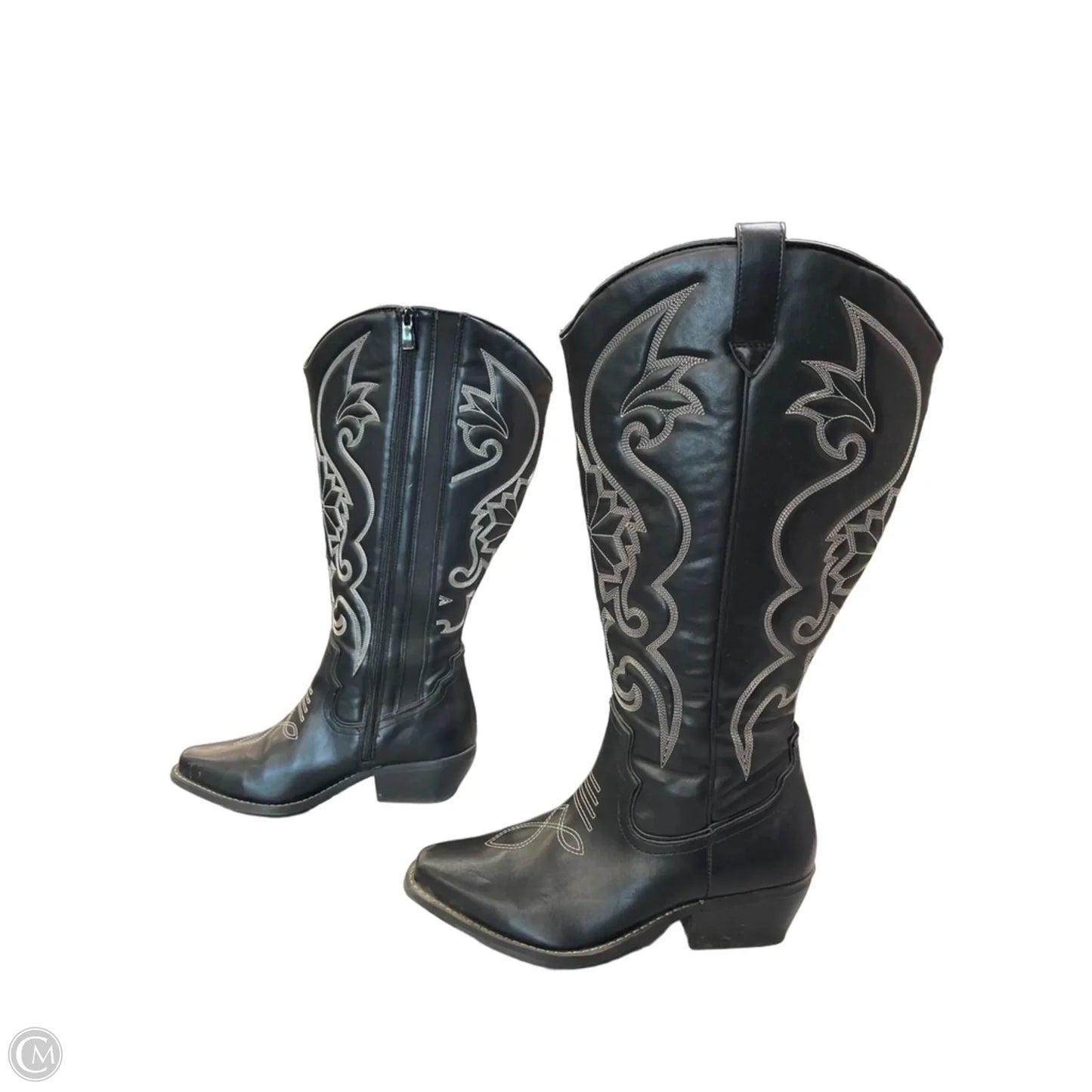 Boots Knee Heels By Clothes Mentor In Black, Size: 9