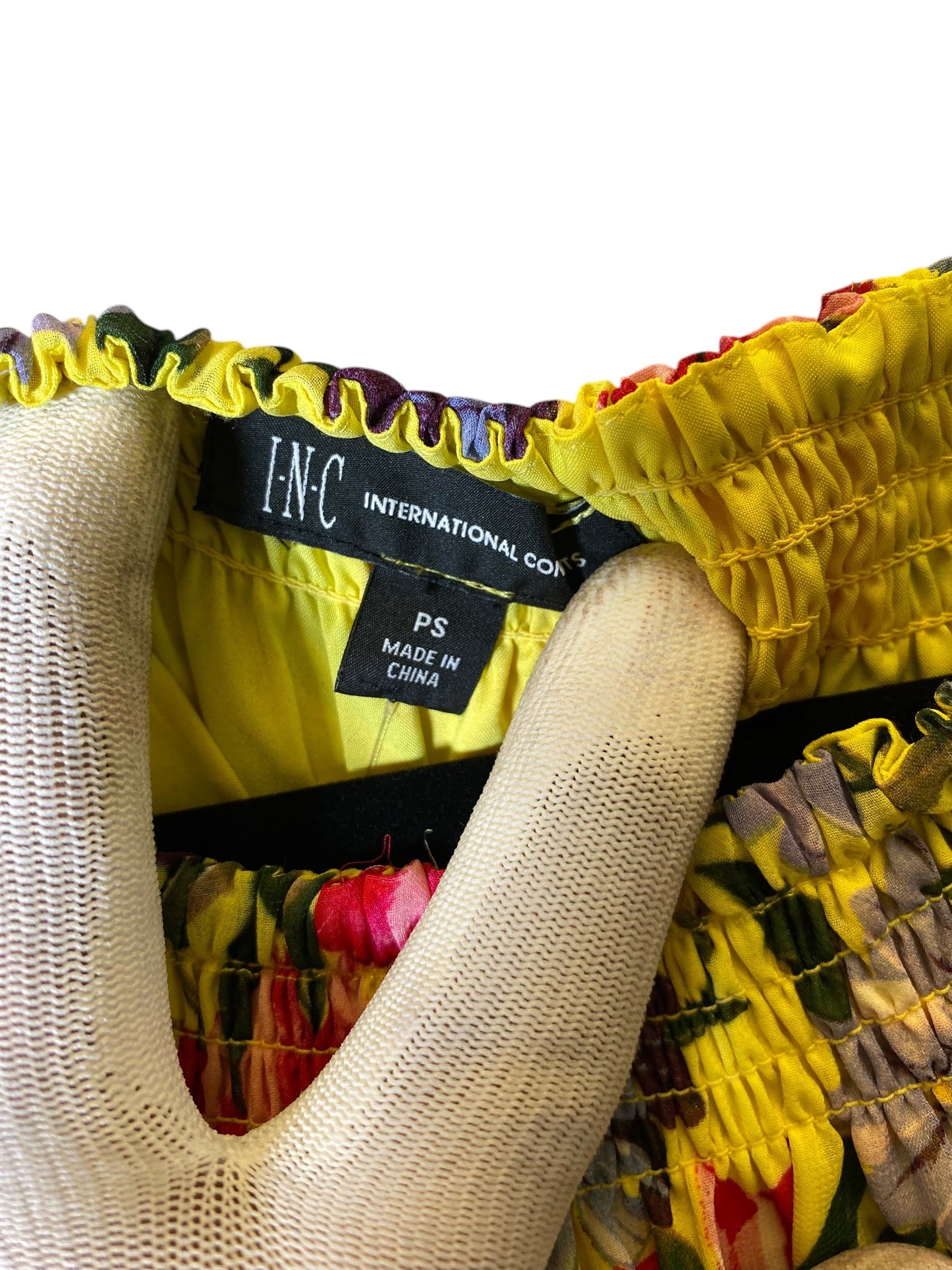 Top Long Sleeve By Inc In Yellow, Size: Petite S