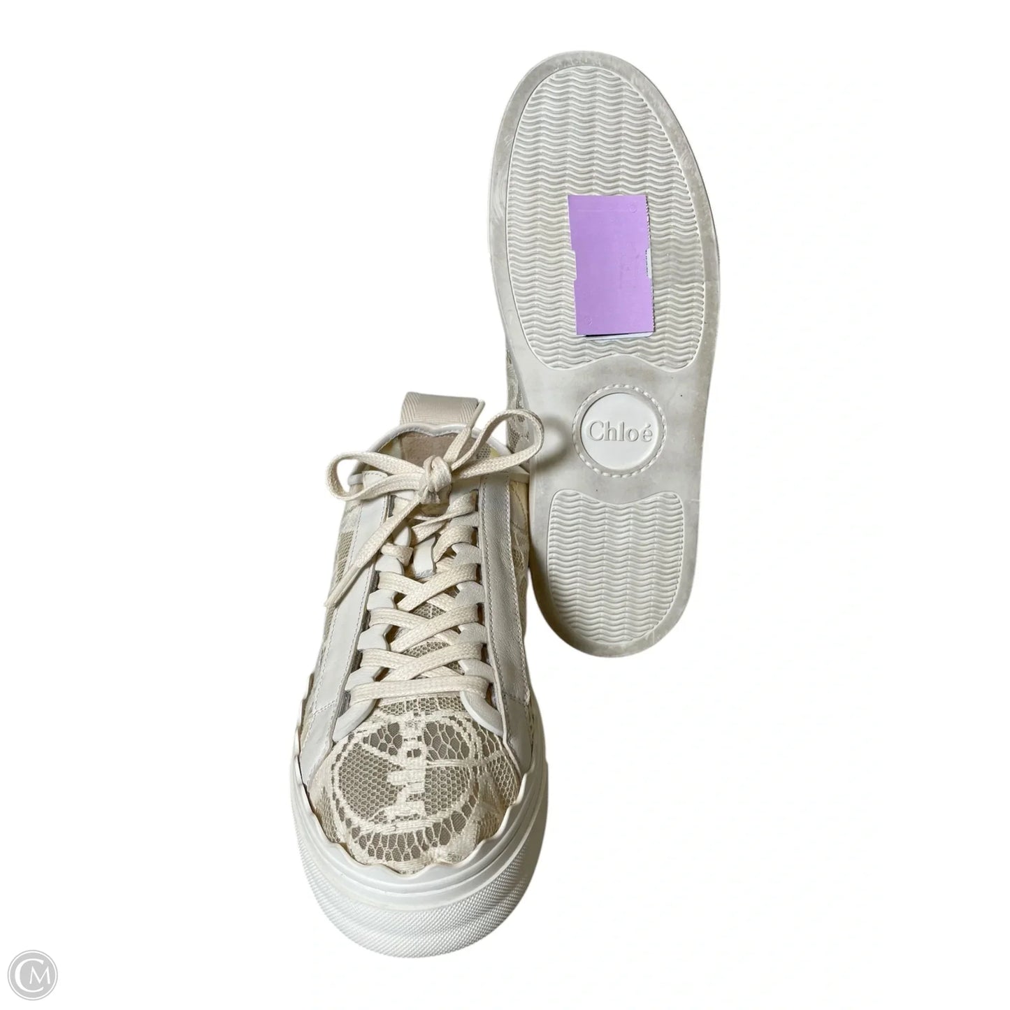 Shoes Luxury Designer By Chloe In Cream, Size: 7.5