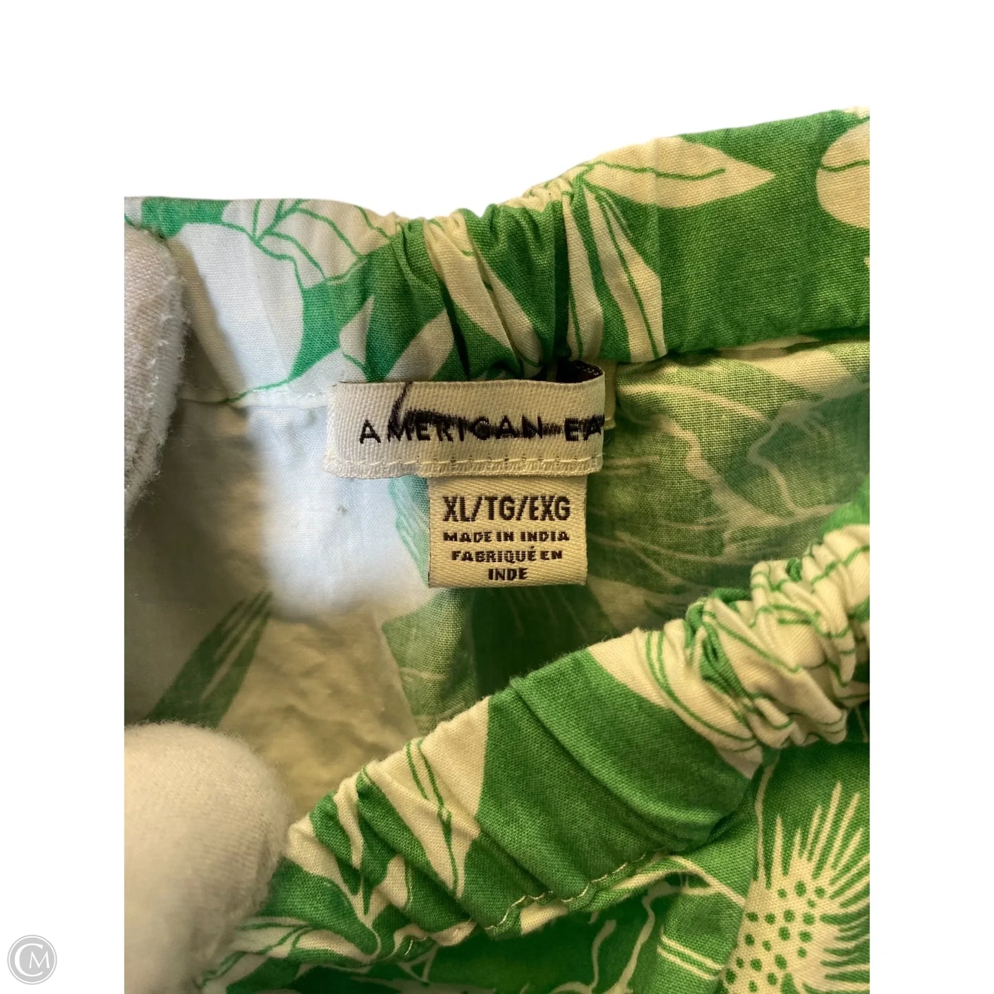 Top Short Sleeve By American Eagle In Green & White, Size: Xl