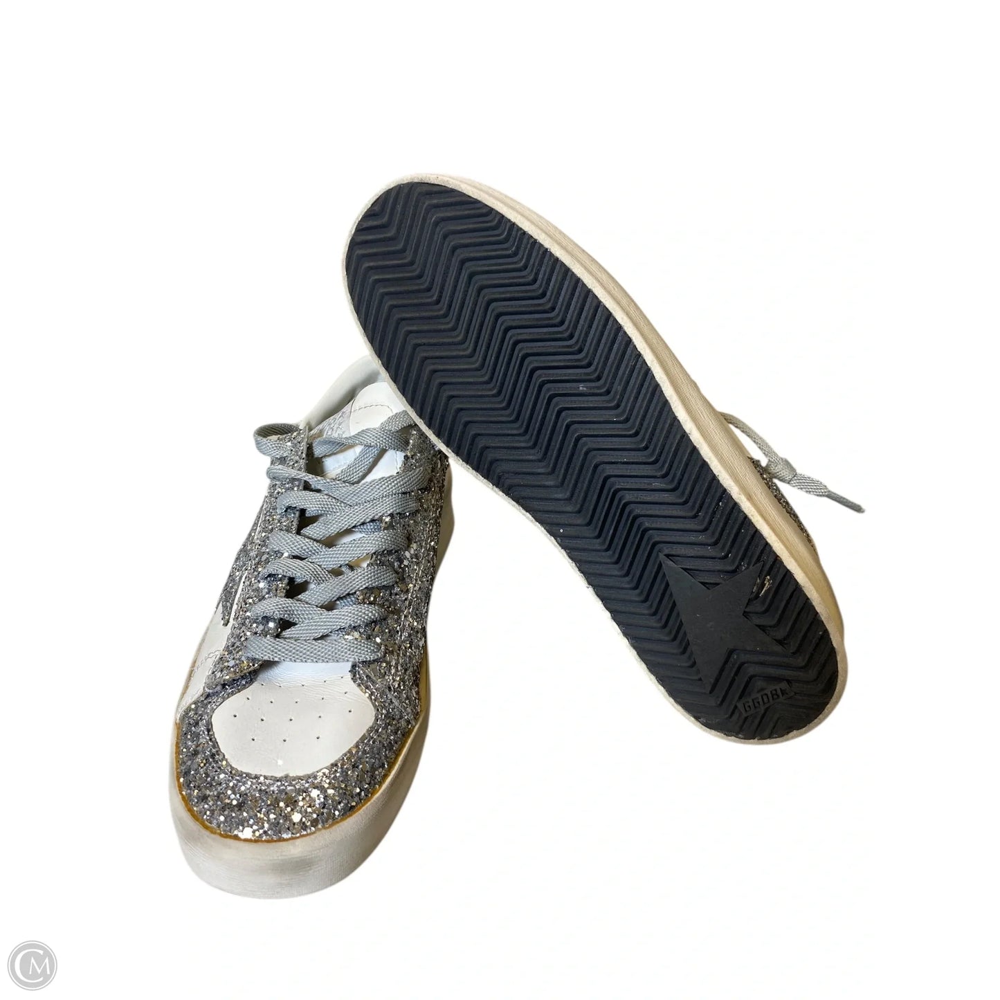 Shoes Luxury Designer By Golden Goose In Silver & White, Size: 37