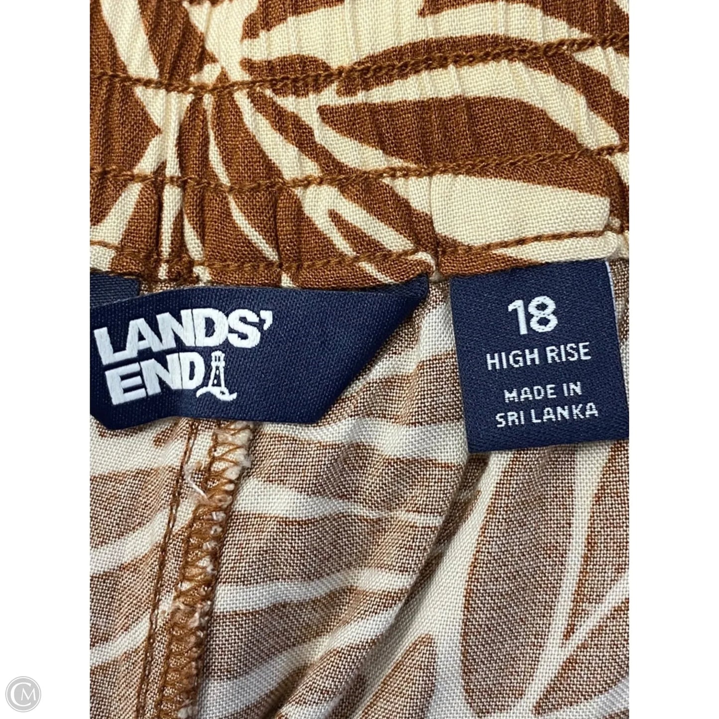 Top 2pc Short Sleeve By Lands End In Brown & Cream, Size: Xl
