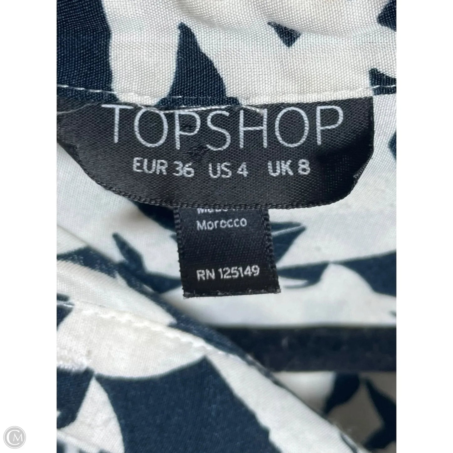 Blouse Short Sleeve By Topshop In Black & White, Size: S