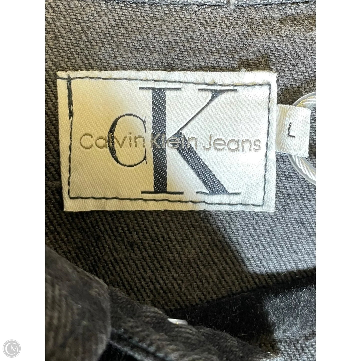 Jacket Denim By Calvin Klein In Black Denim, Size: L