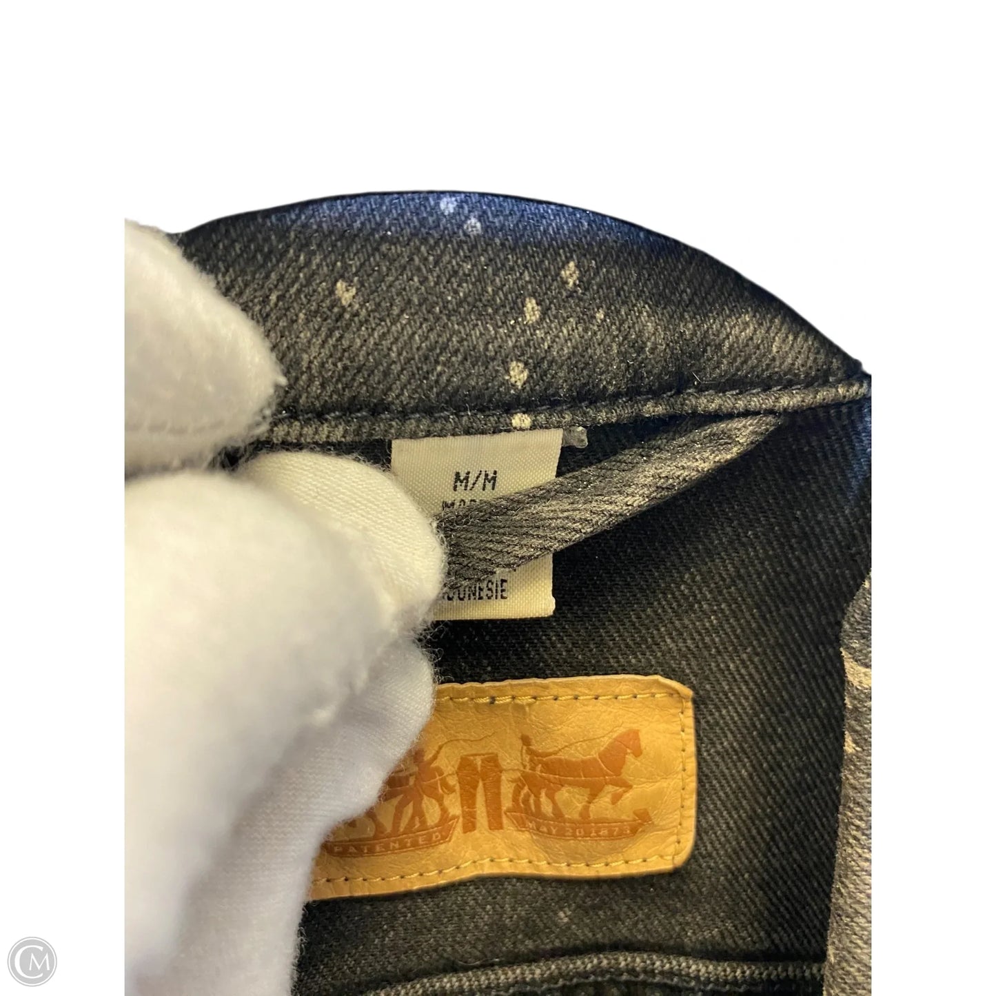 Jacket Denim By Levis In Black & White, Size: M