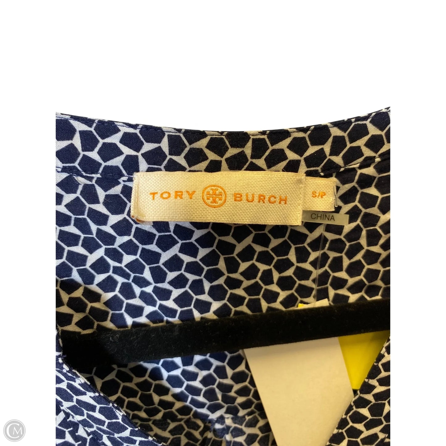 Top Long Sleeve Designer By Tory Burch In Blue & White, Size: S