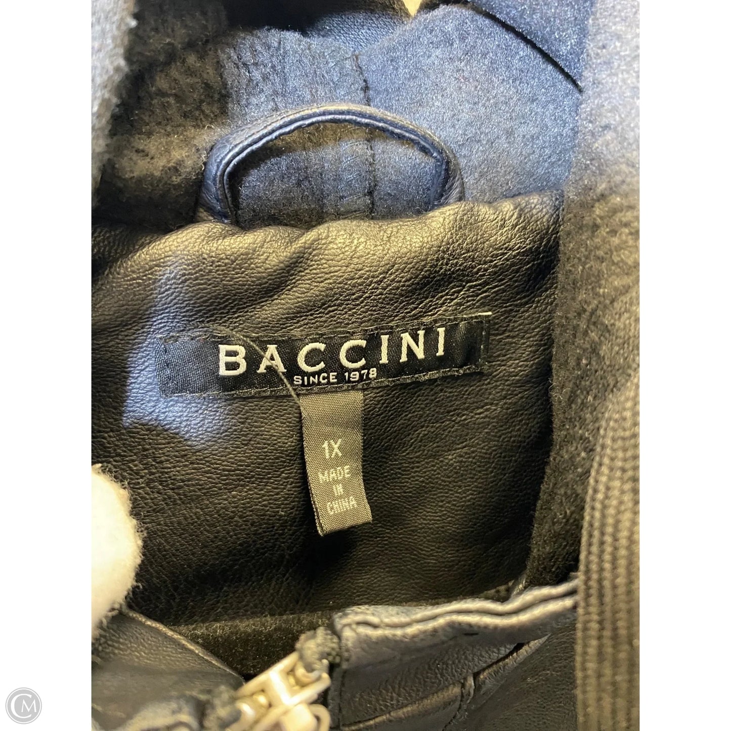 Jacket Leather By Baccini In Black, Size: 1x