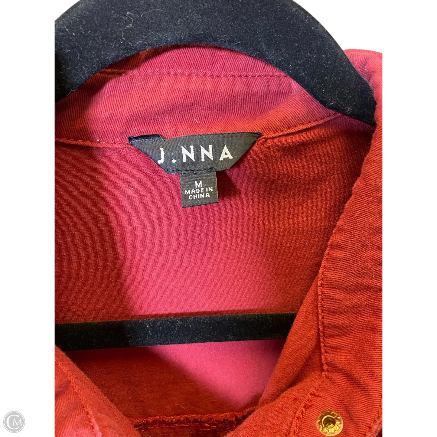 Jacket Denim By Clothes Mentor In Maroon, Size: M