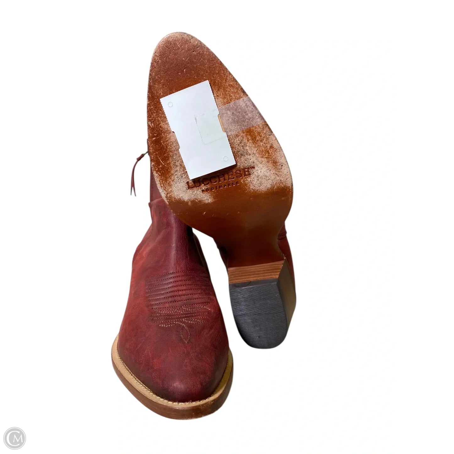 Boots Mid-calf Heels By Lucchese In Maroon, Size: 8.5