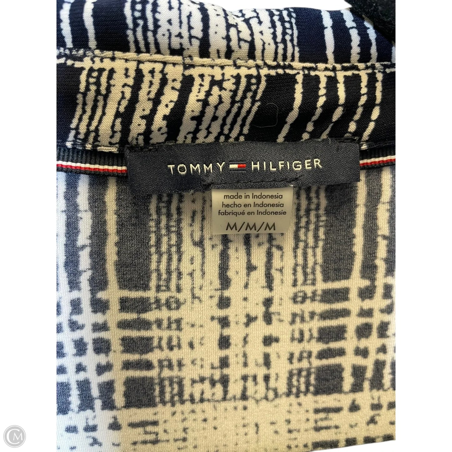 Blouse Long Sleeve By Tommy Hilfiger In Blue & White, Size: M