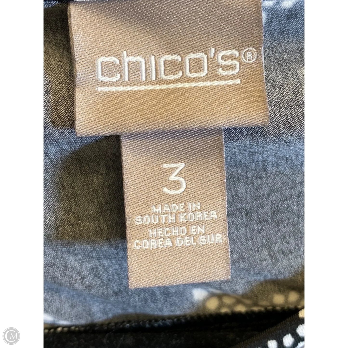 Top Long Sleeve By Chicos In Black & White, Size: Xl