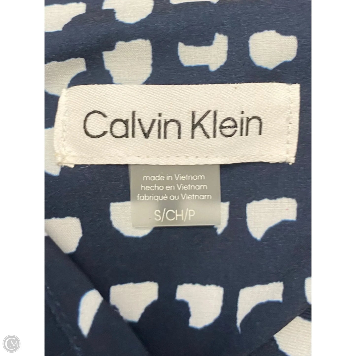 Top Short Sleeve By Calvin Klein In Blue & White, Size: S