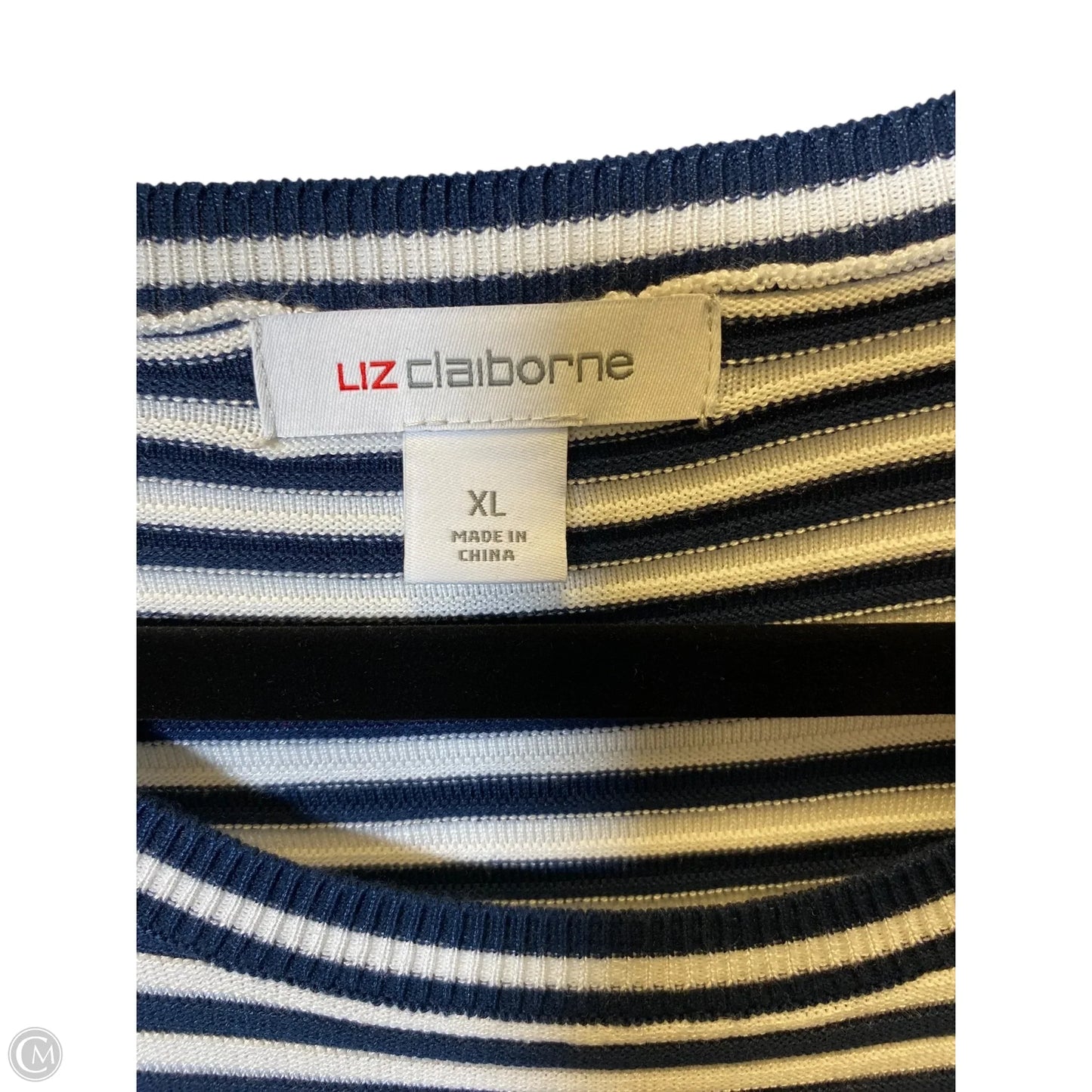 Sweater By Liz Claiborne In Blue & White, Size: Xl