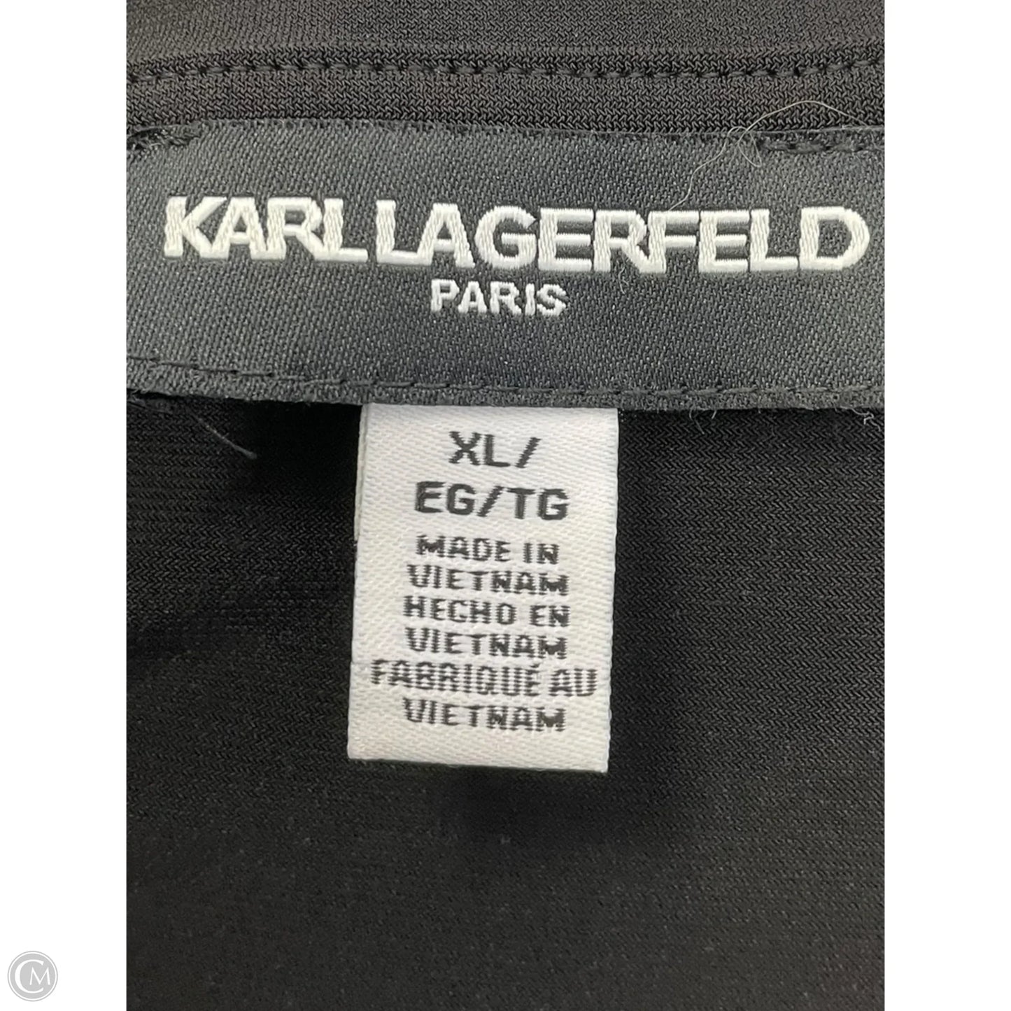 Top Short Sleeve Designer By Karl Lagerfeld In Black, Size: Xl