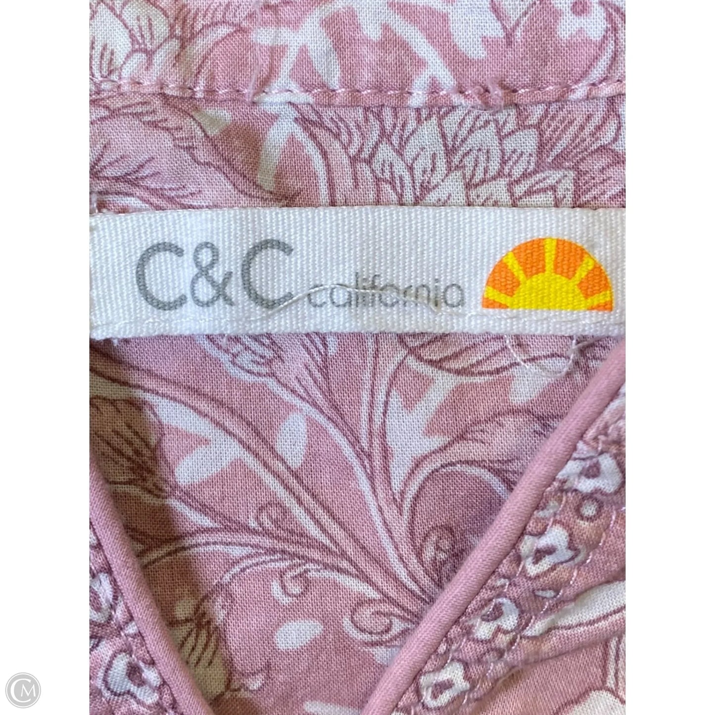 Top Long Sleeve By C And C In Pink & White, Size: L