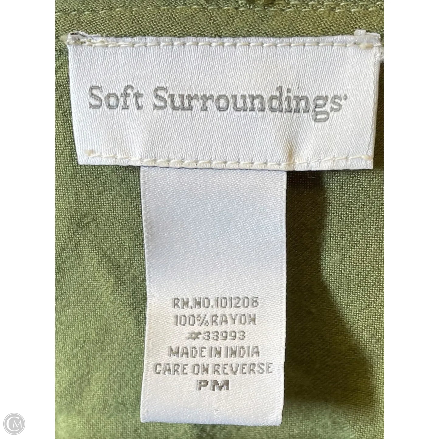 Top 3/4 Sleeve By Soft Surroundings In Green, Size: M